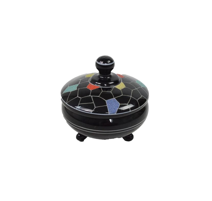 Bomboniera, czarny, szkło, Polska, lata 70.