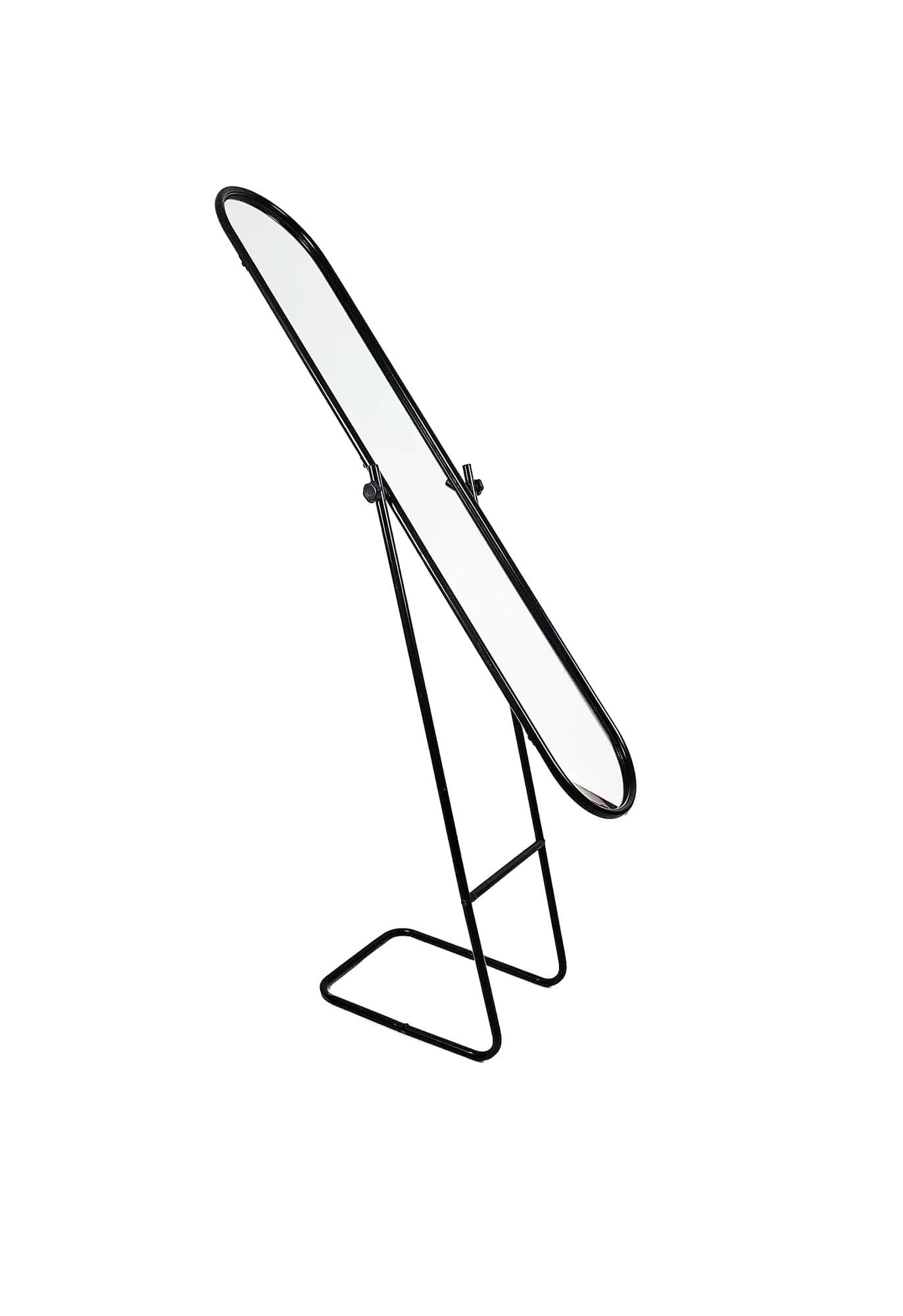 Lustro podłogowe, metal czarny, Polska, lata 80.