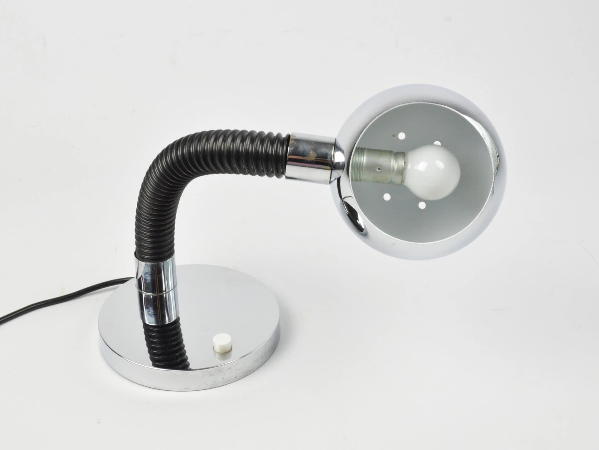 Desk lamp, chrome, black, by E. Hillebrand, Germany, 1970s. - 84087