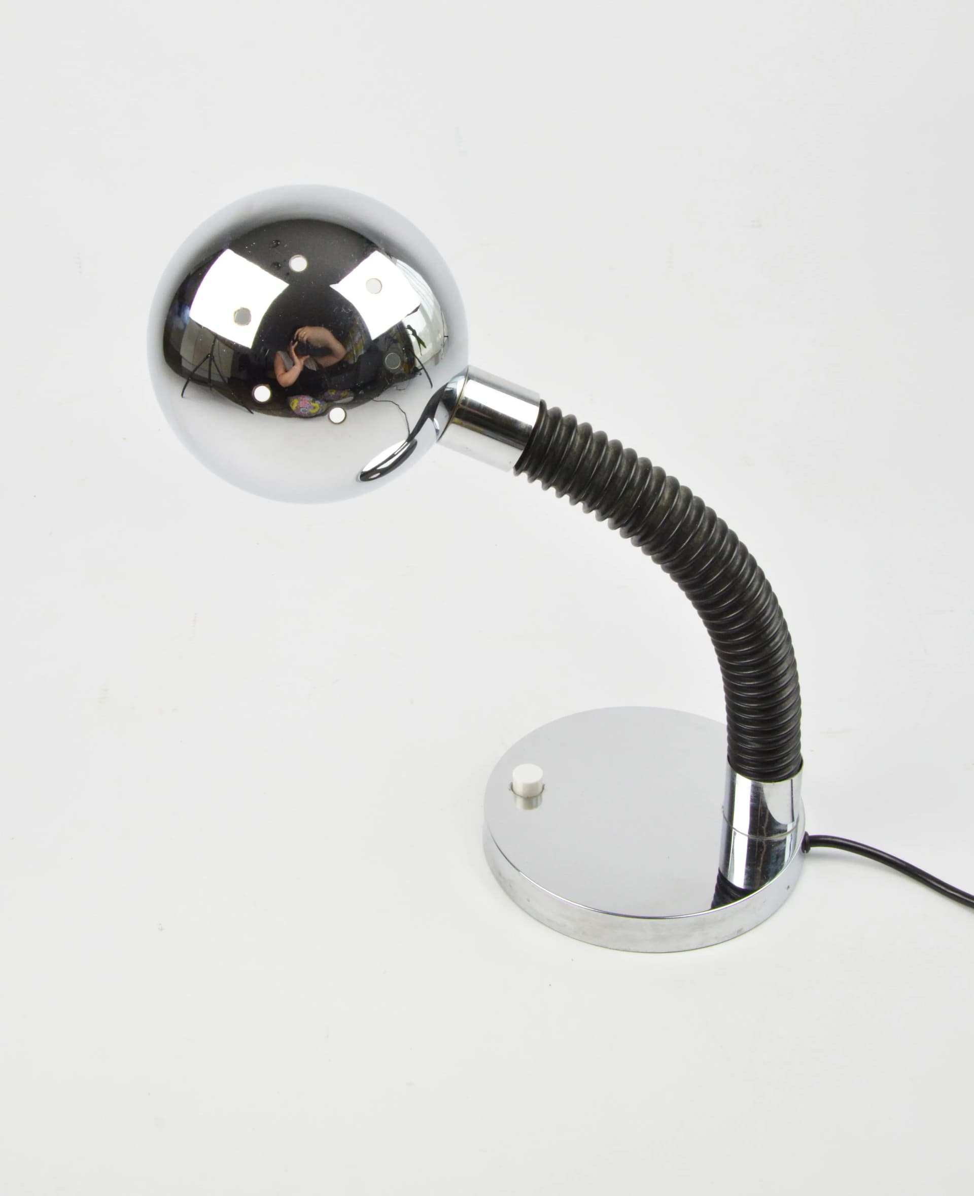 Desk lamp, chrome, black, by E. Hillebrand, Germany, 1970s. - 84089