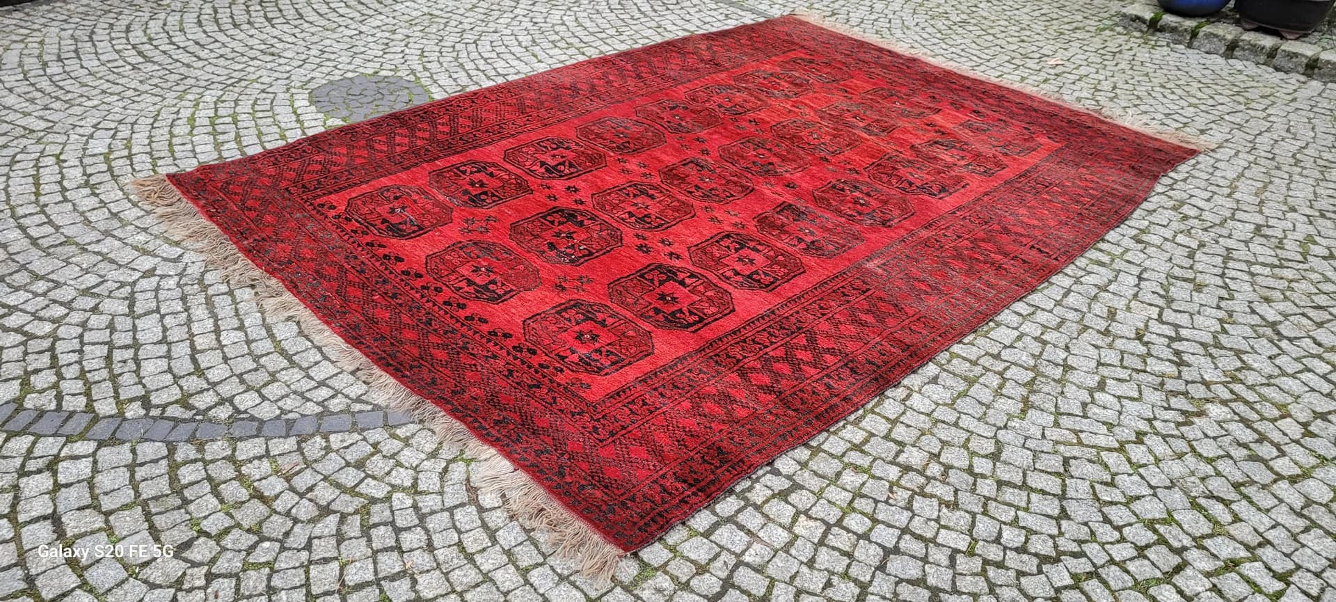 Dywan afgański orientalny 225x325cm, czerwony, wełna, Afganistan, początek XX w. - 87356