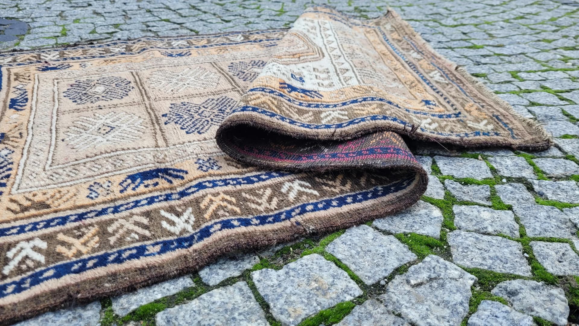 Dywan Beluch, 88x142 cm, beżowy, wełna, Afganistan, pocz. XX w. - 87325