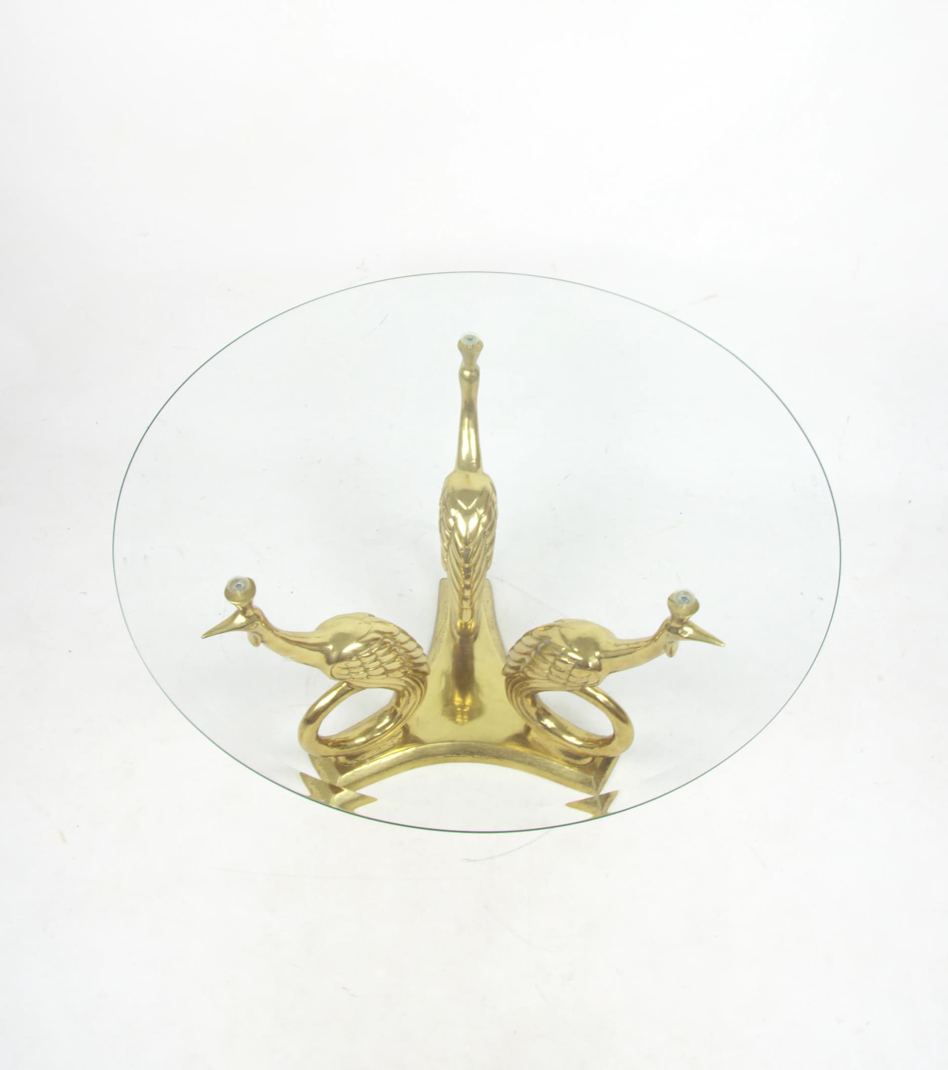 Stolik kawowy Hollywood Regency, mosiądz złoty, szkło, lata 70. - 83961