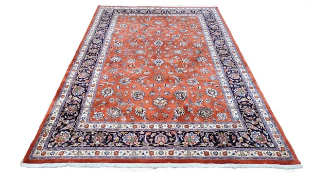 Rug Meshed, red wool, Iran, 1980s. - DIMENSION