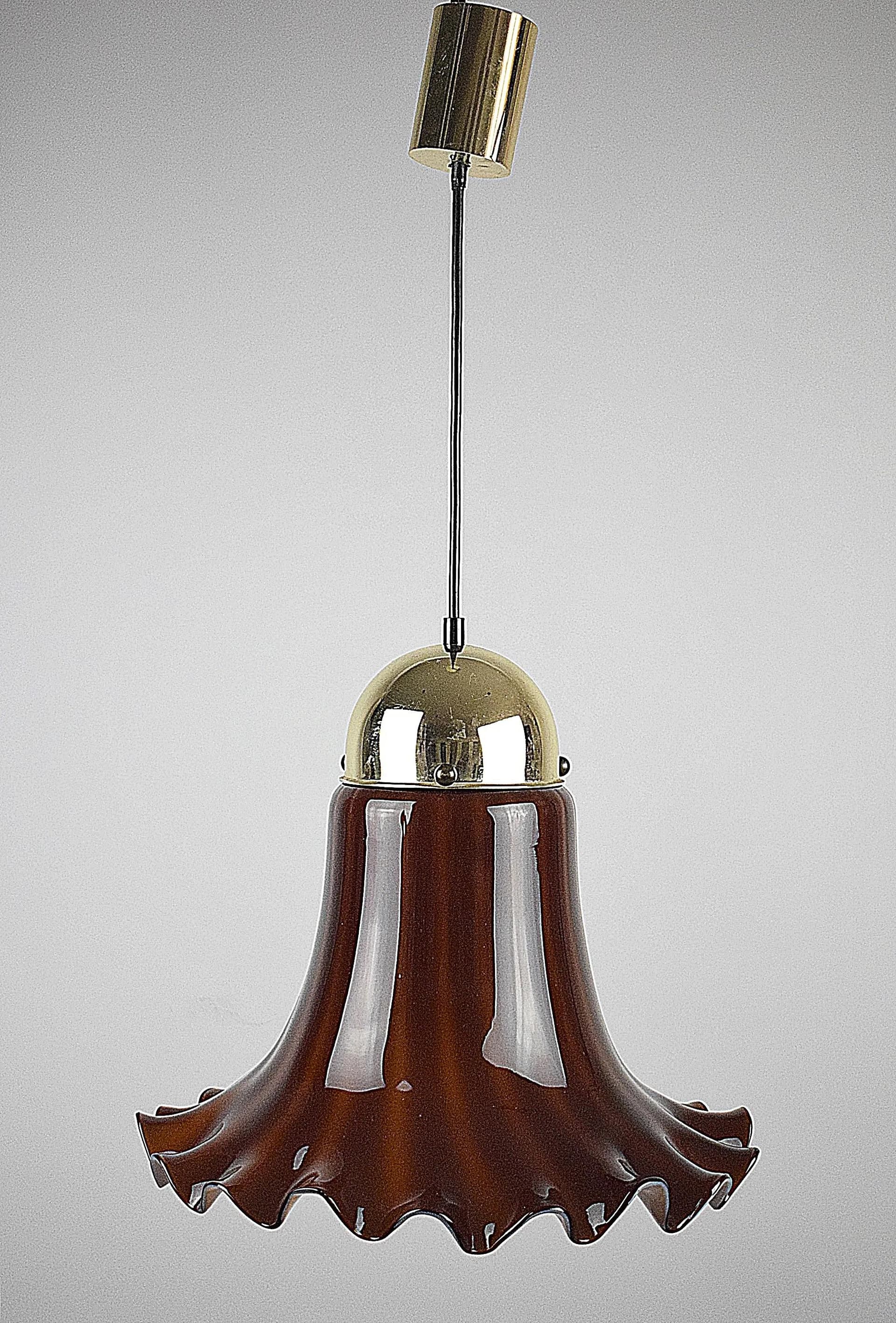 Lampa wisząca, brązowa, szkło, Peill & Putzler, Niemcy, lata 70. - 83954