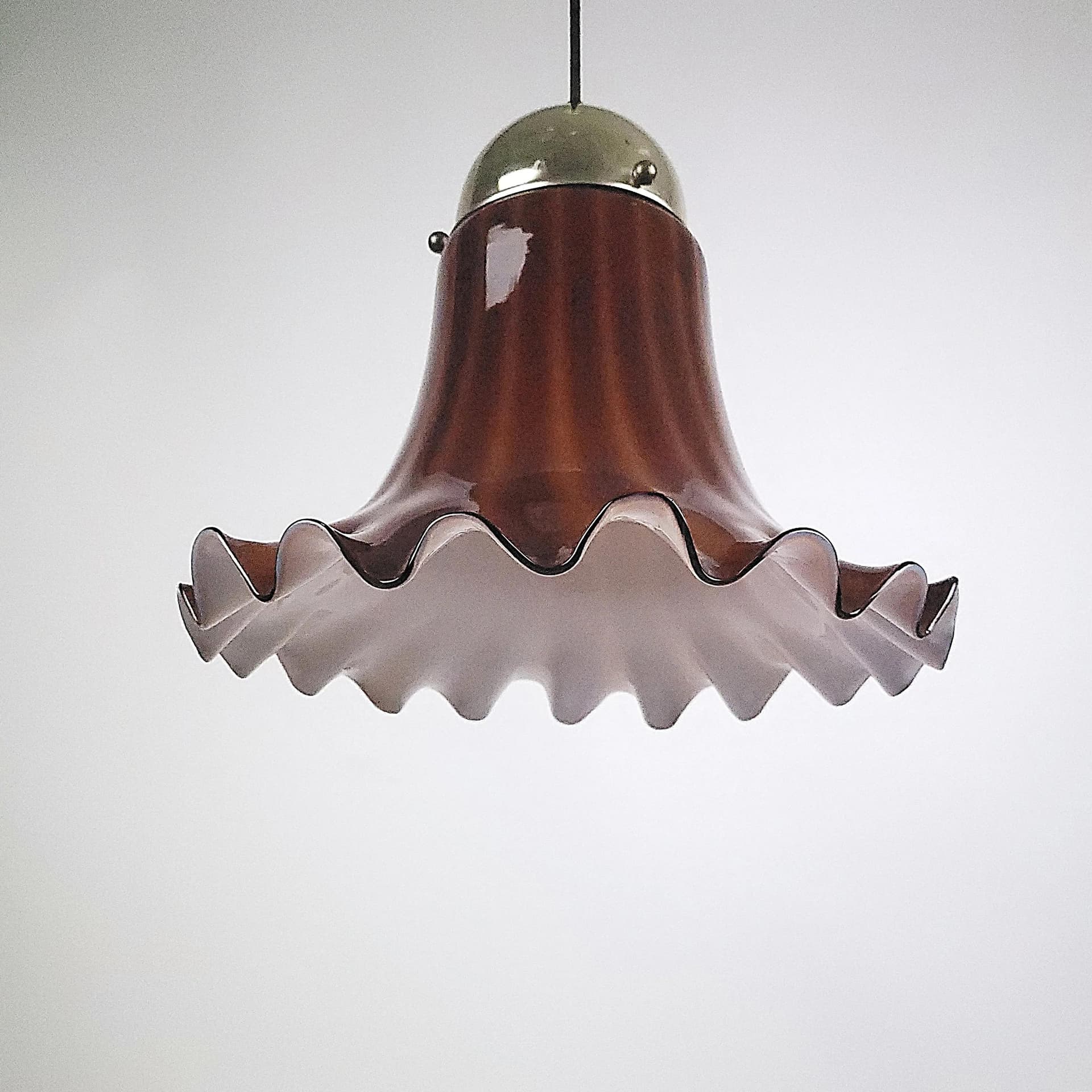 Lampa wisząca, brązowa, szkło, Peill & Putzler, Niemcy, lata 70. - 83959