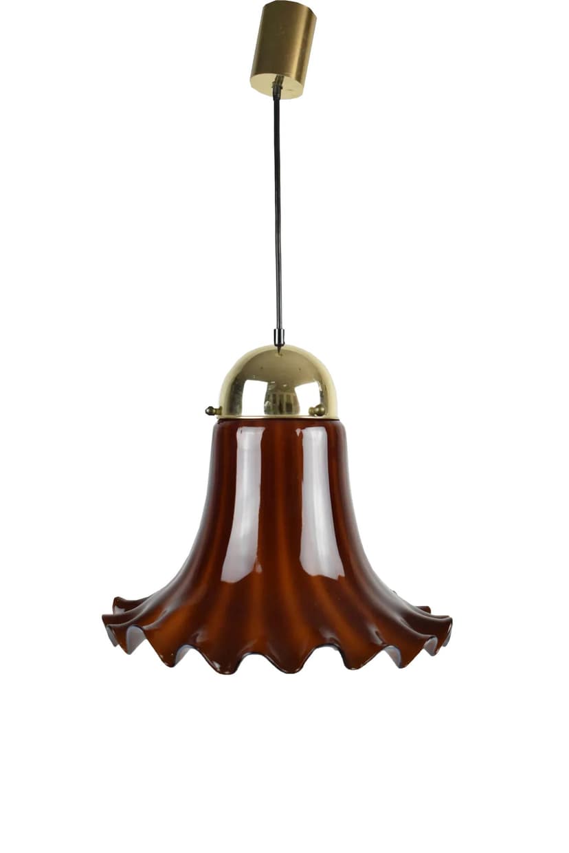 Lampa wisząca, brązowa, szkło, Peill & Putzler, Niemcy, lata 70.