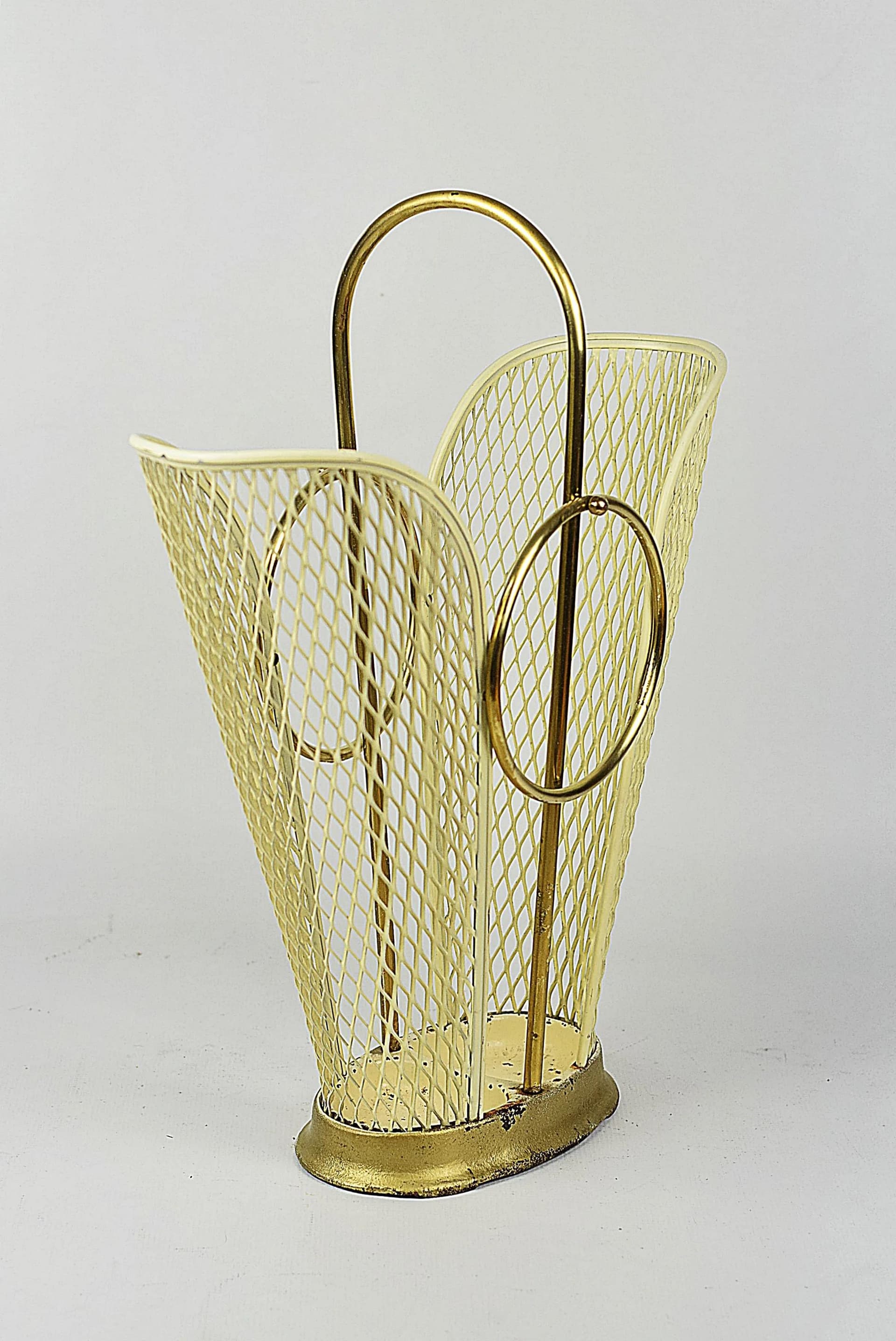 Parasolnik Rockabilly, żółty, metal, Polska, lata 60. - 83881