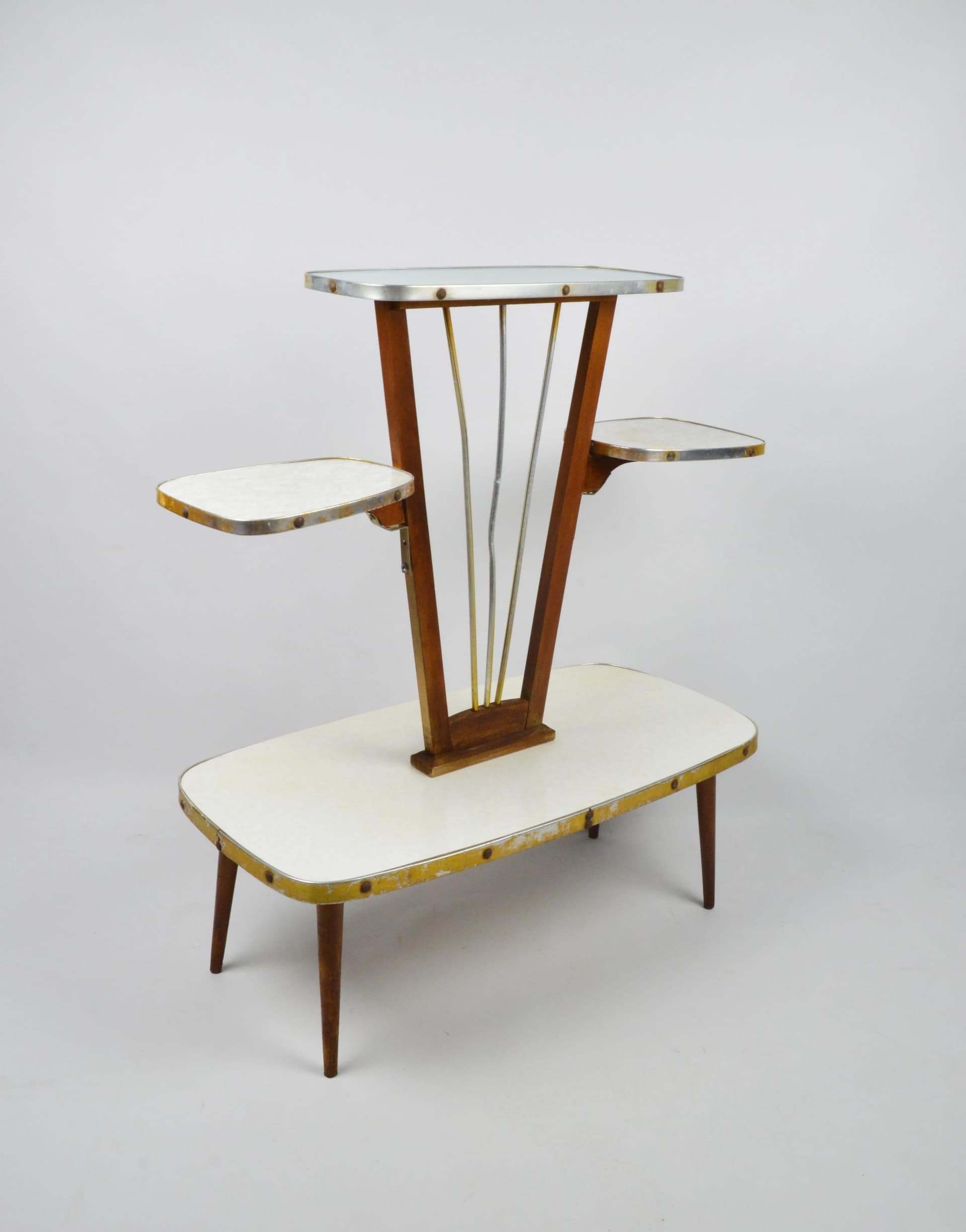 Plant Stand Rockabilly, multicolor wood, metal, Poland, 1960s. - 83871