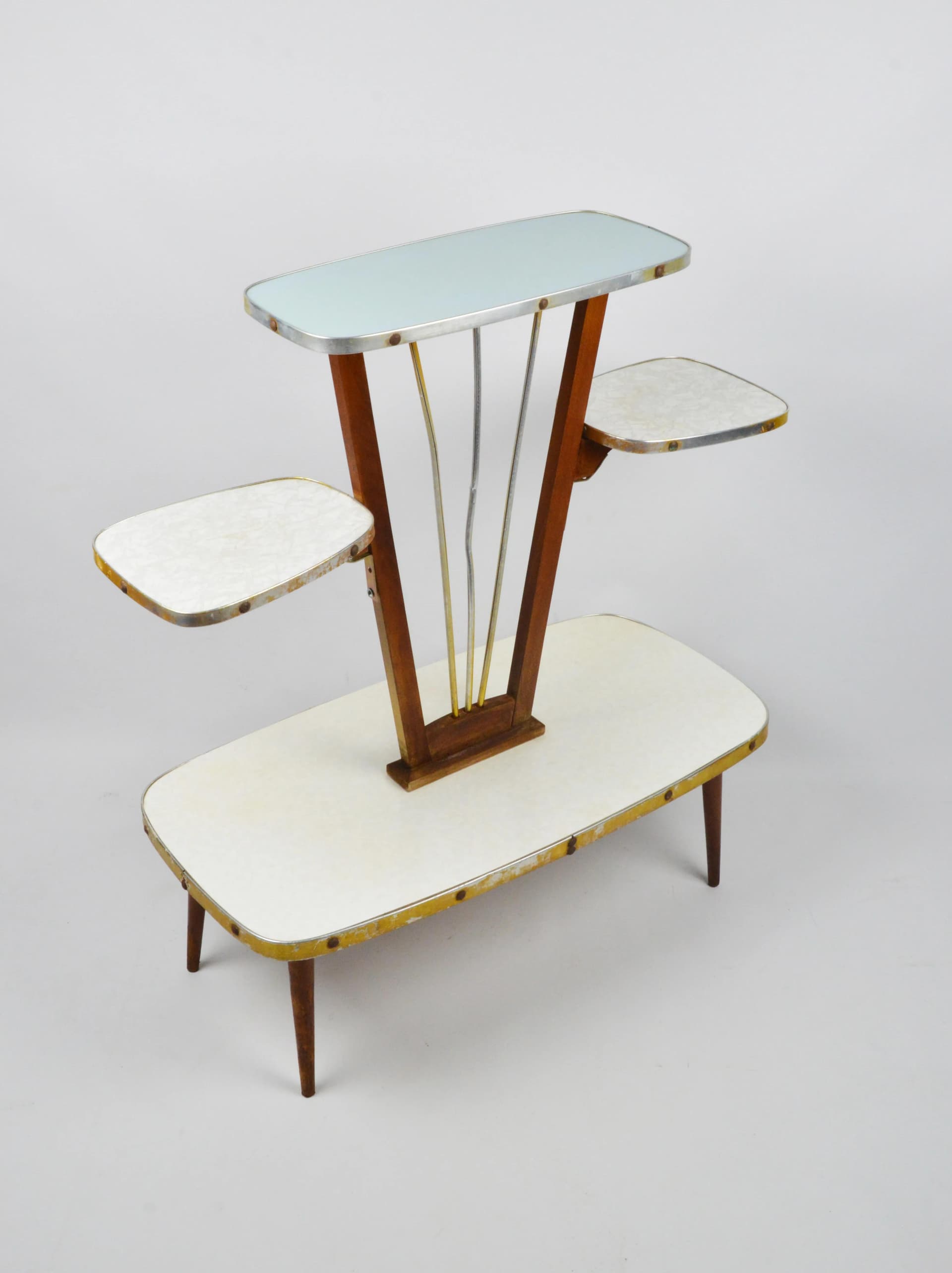 Plant Stand Rockabilly, multicolor wood, metal, Poland, 1960s. - 83870