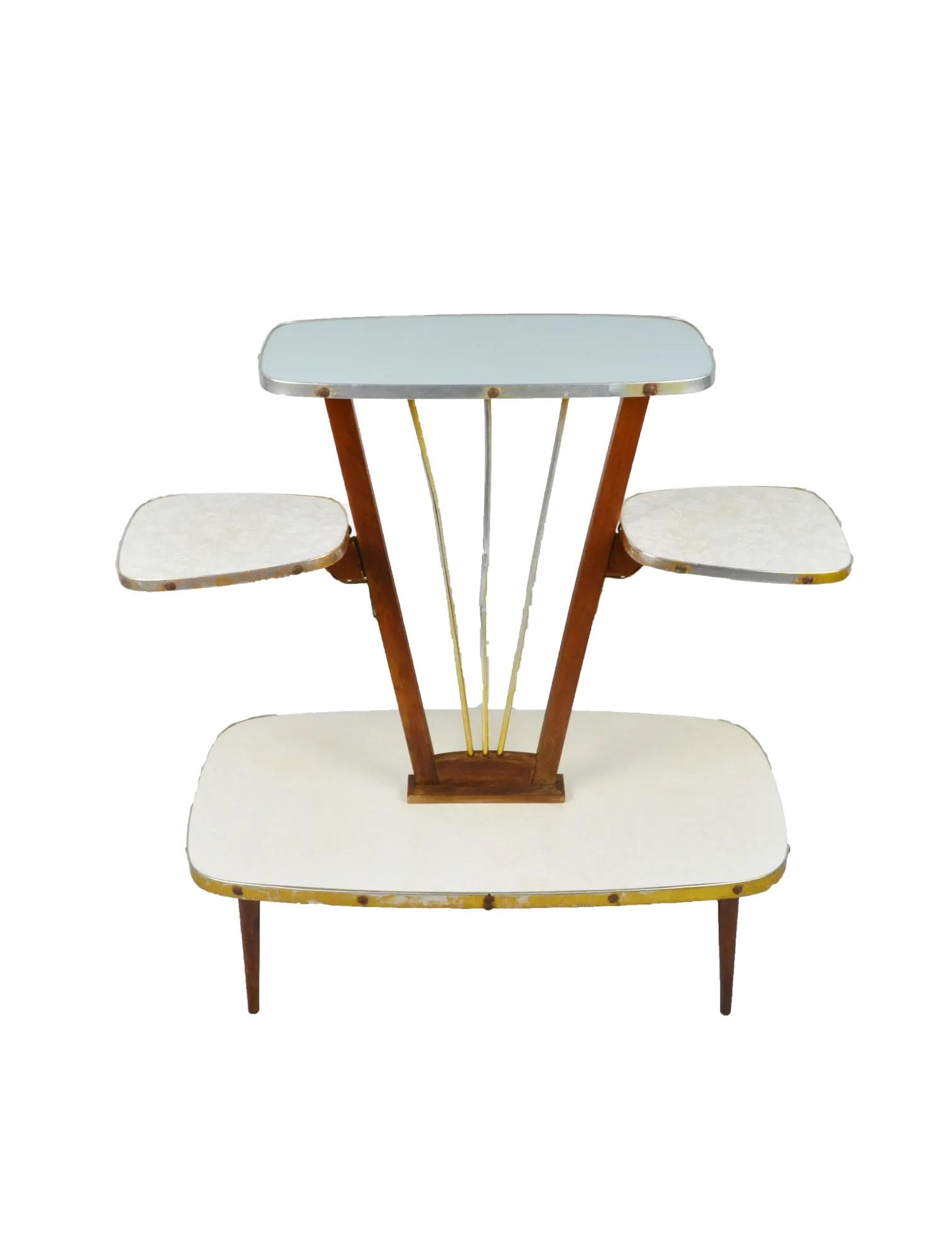 Plant Stand Rockabilly, multicolor wood, metal, Poland, 1960s.