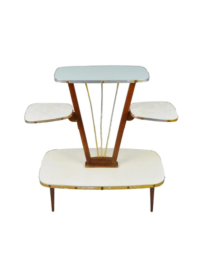 Plant Stand Rockabilly, multicolor wood, metal, Poland, 1960s. - DIMENSION