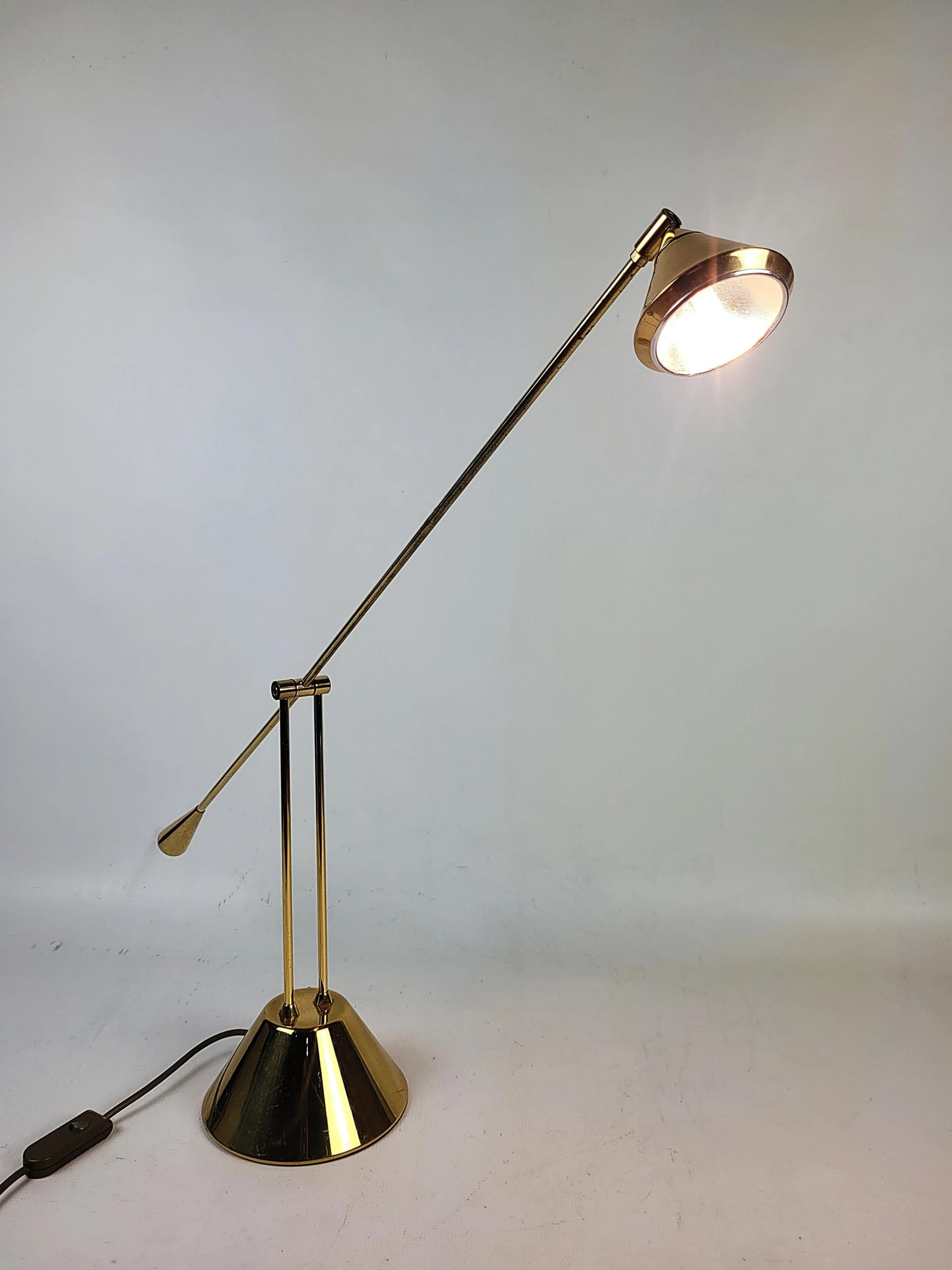 Lampa biurkowa, złoty, metal, lata 80. - 83817