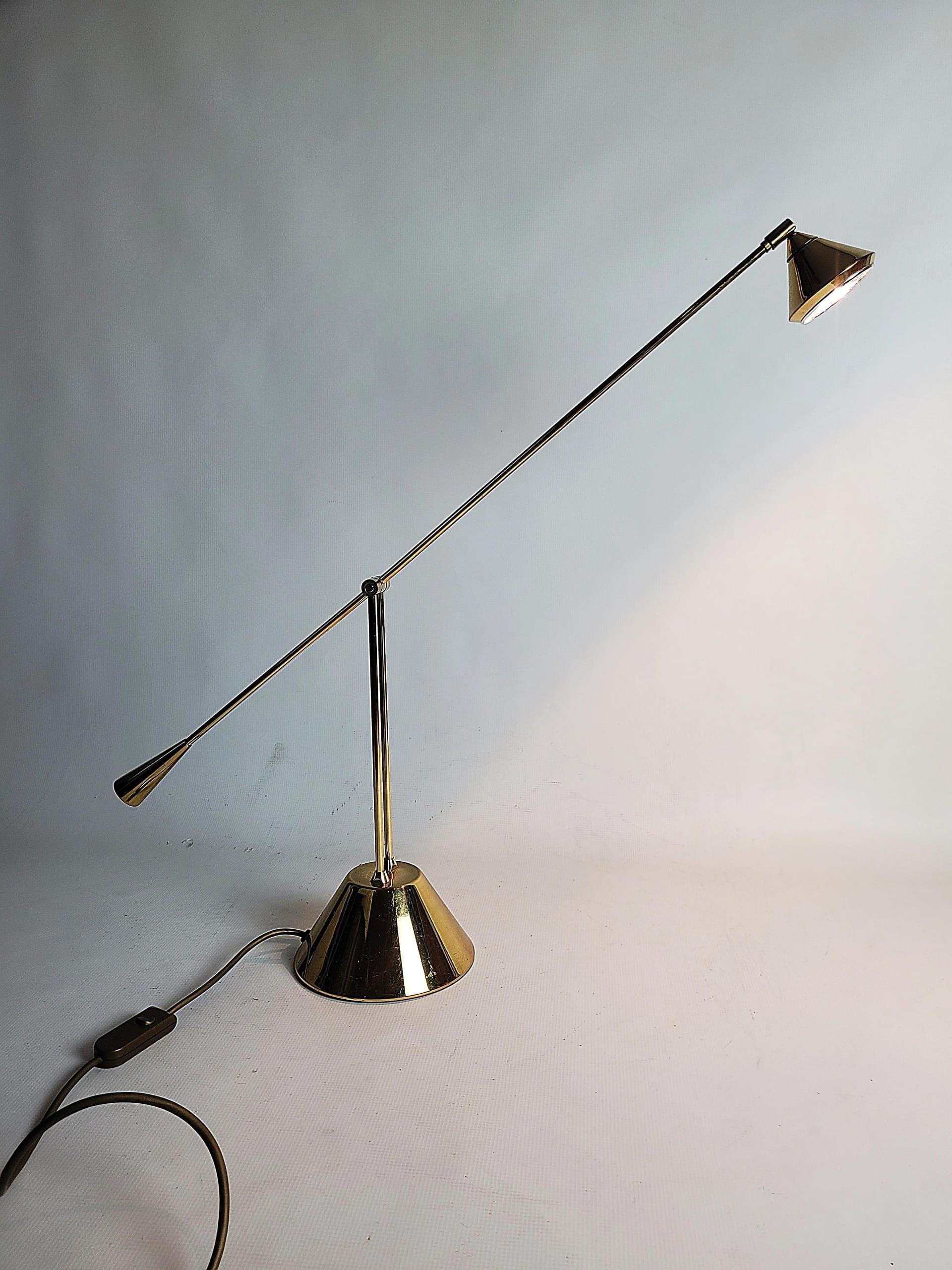 Lampa biurkowa, złoty, metal, lata 80. - 83823