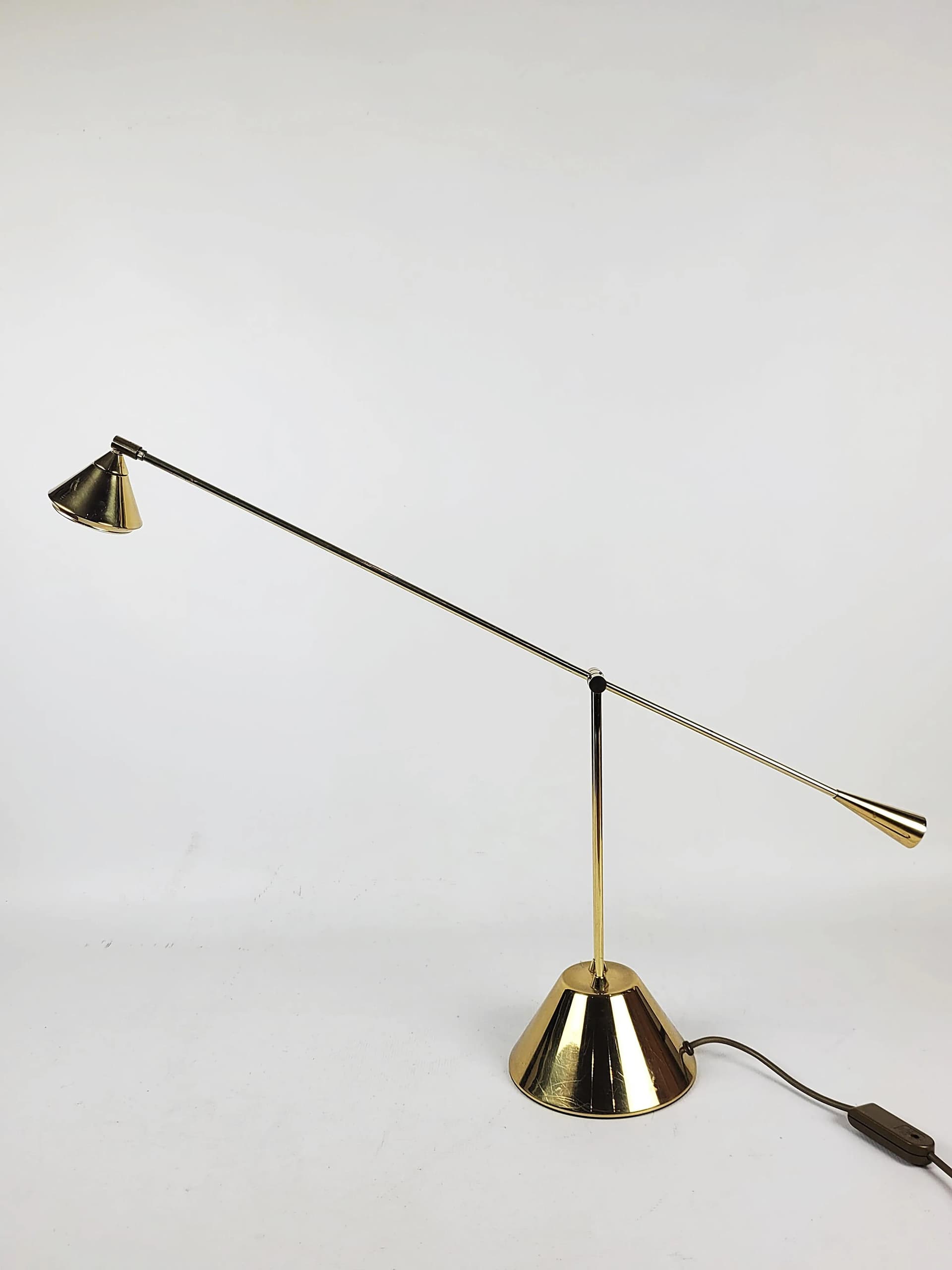 Lampa biurkowa, złoty, metal, lata 80. - 83819