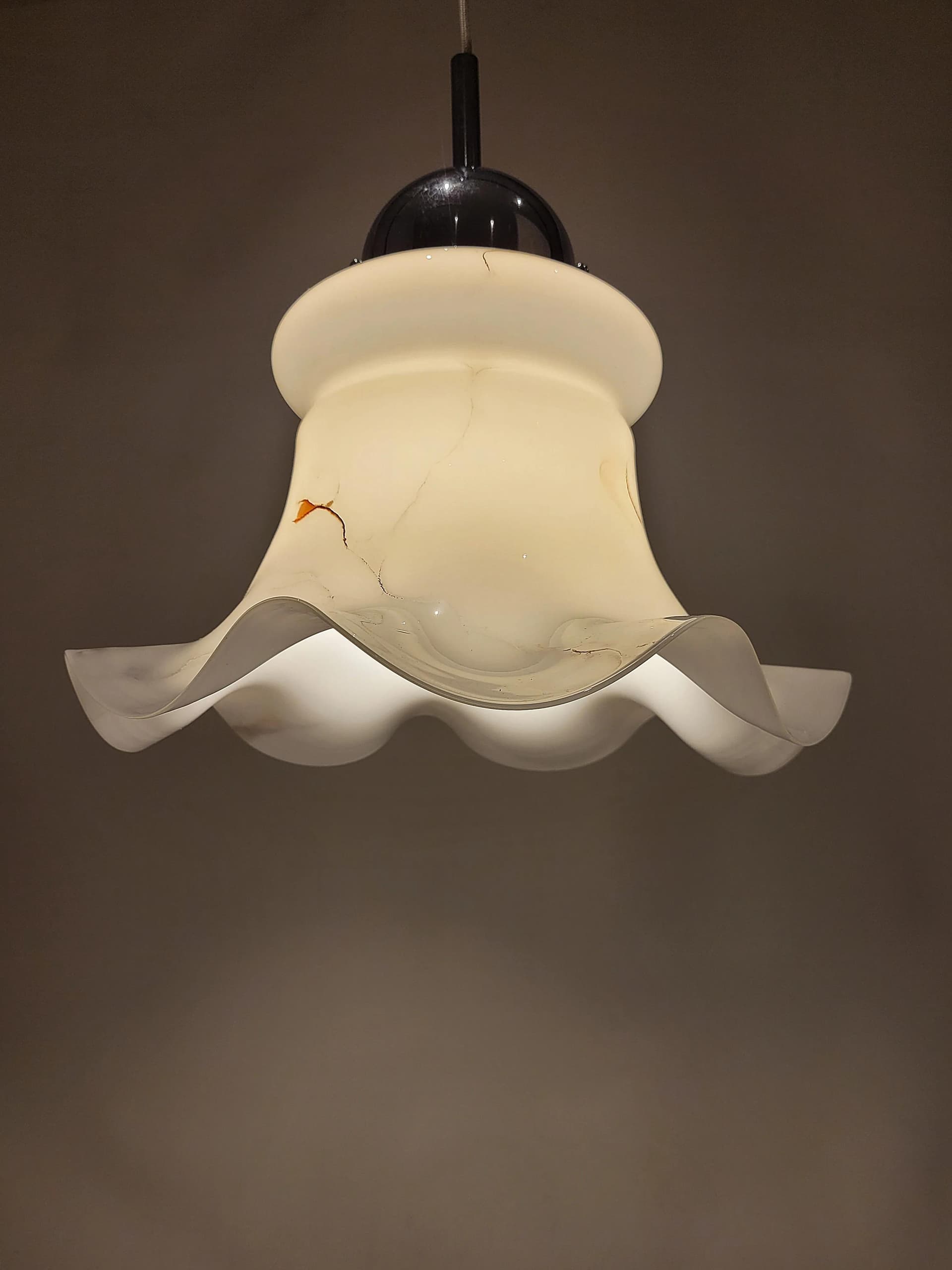 Lampa wisząca, biały, szkło, Doria Leuchten, Niemcy, lata 70. - 83810