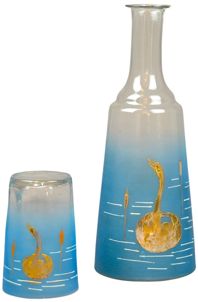 Zestaw karafka i szklanka, Art Nouveau, szkło transparentne, początek lat 20. - WYMIARY