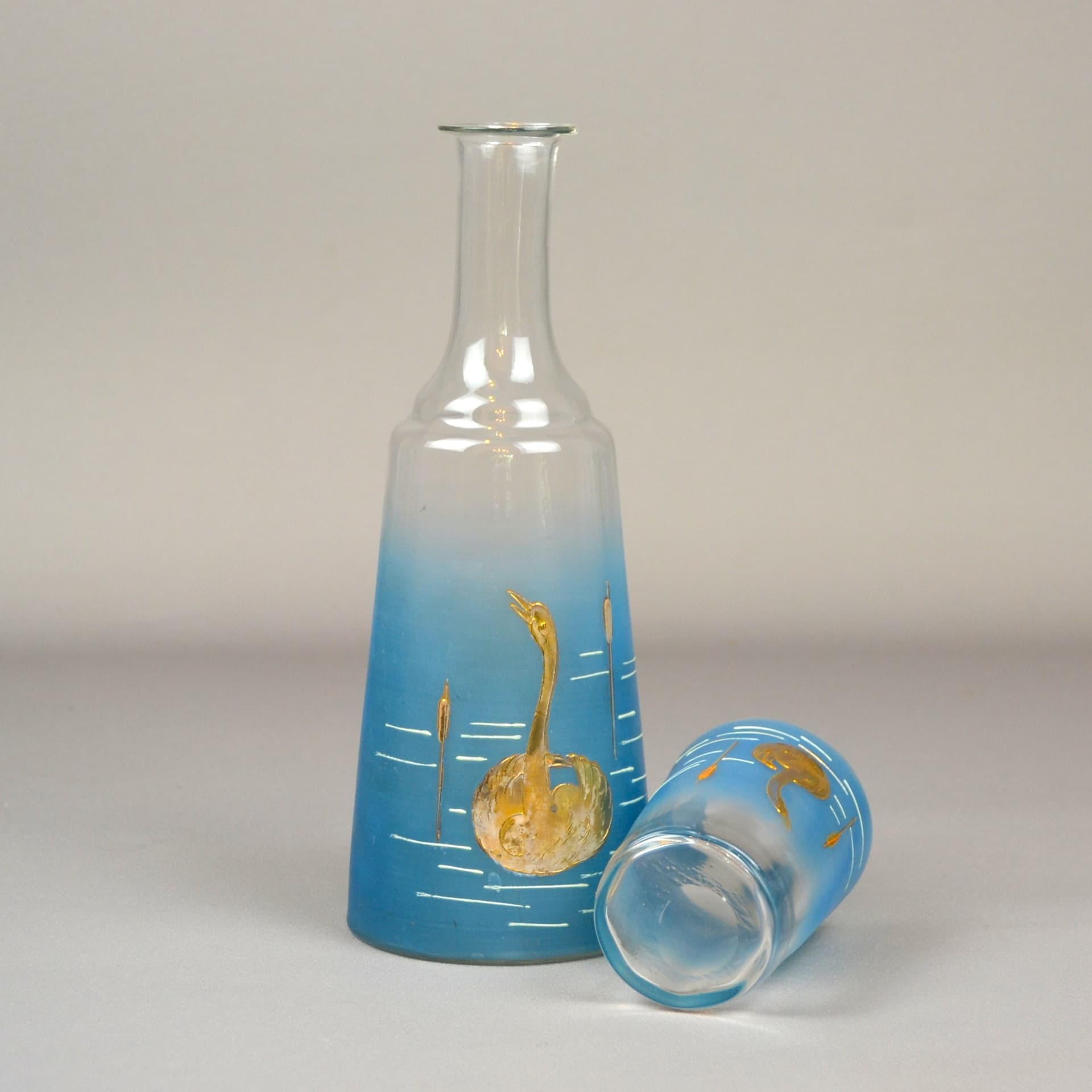 Zestaw karafka i szklanka, Art Nouveau, szkło transparentne, początek lat 20. - 668