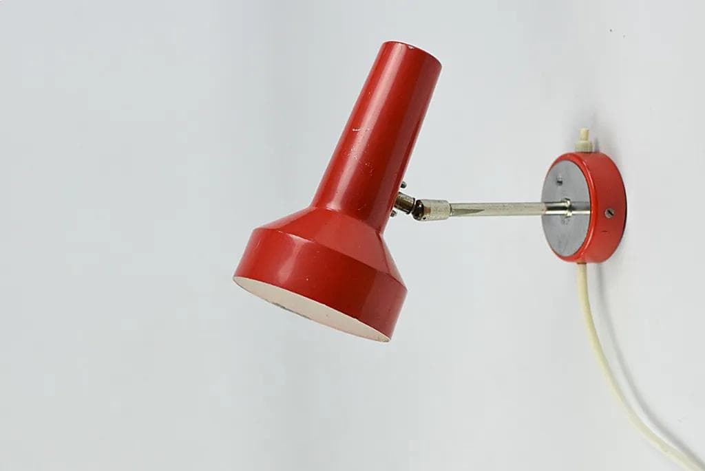 Kinkiet, czerwony, metal, Niemcy, lata 70. - 83798
