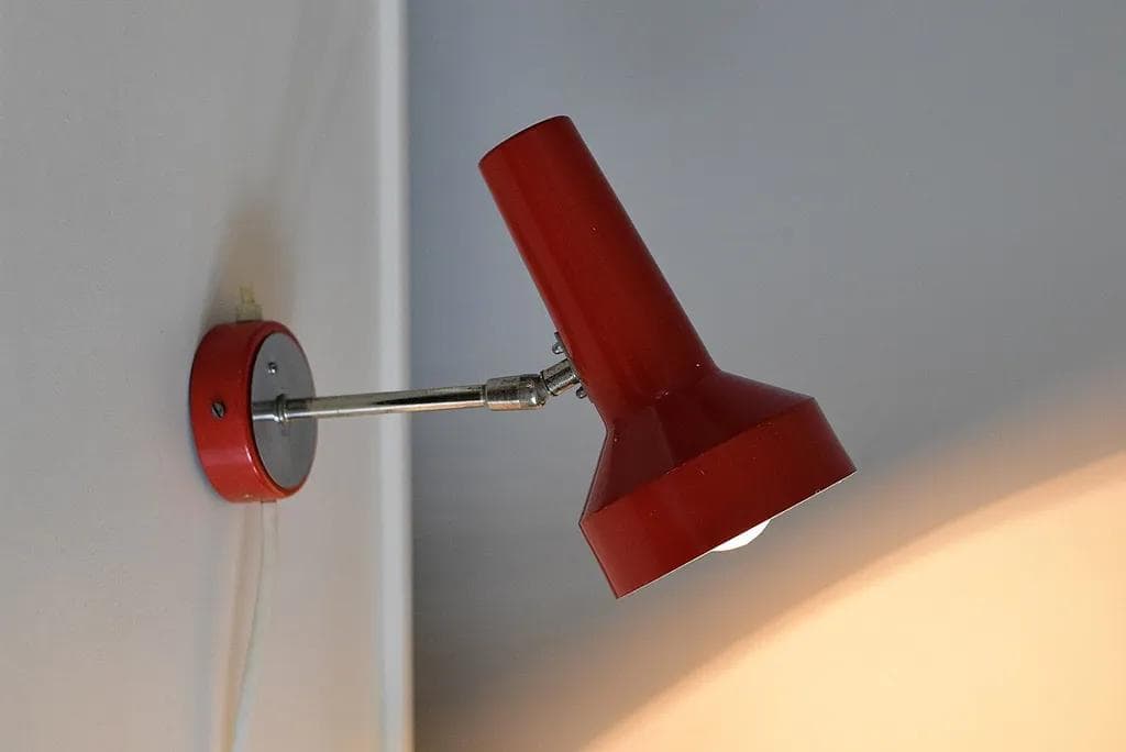 Kinkiet, czerwony, metal, Niemcy, lata 70. - 83795