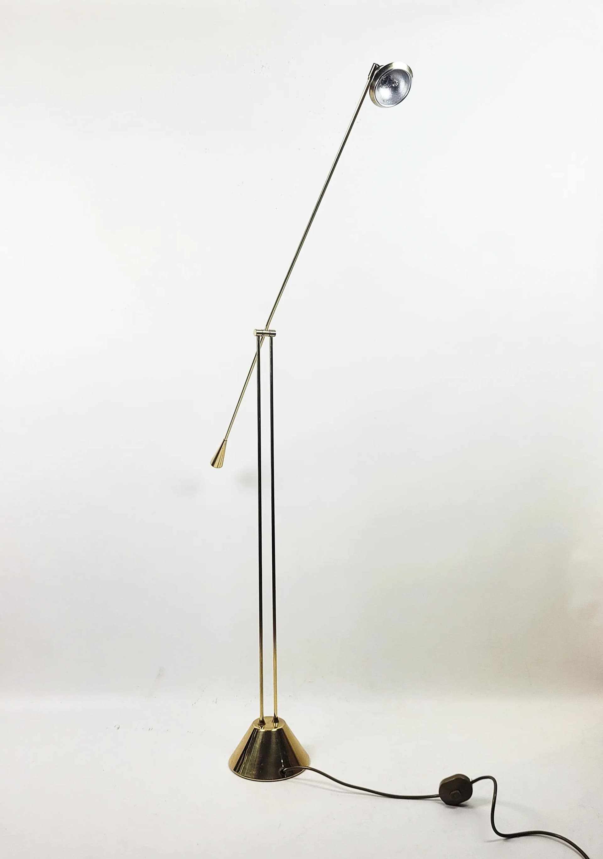 Floor lamp, golden metal, Poland, 1980s. - 83783
