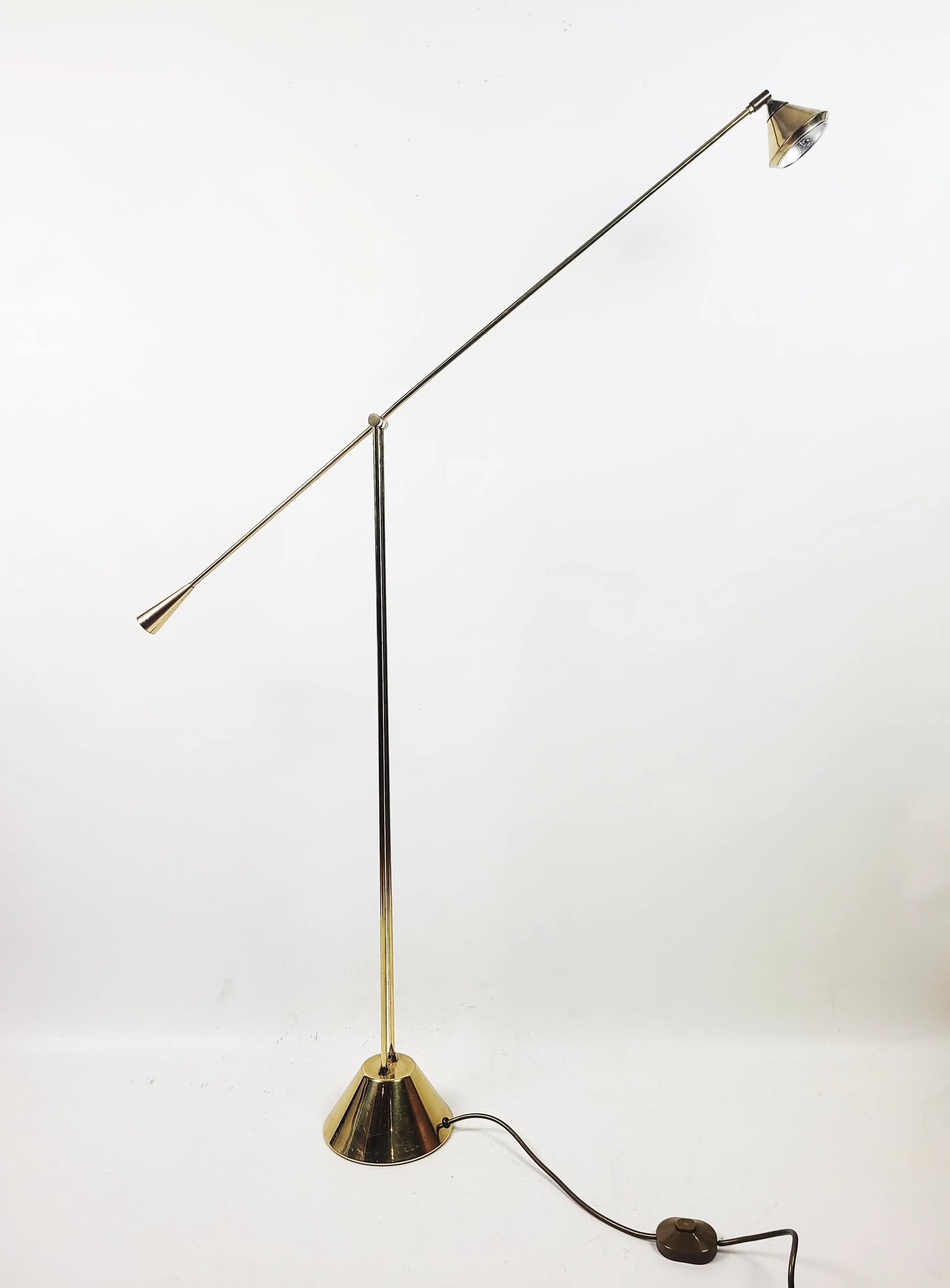 Floor lamp, golden metal, Poland, 1980s. - 83780