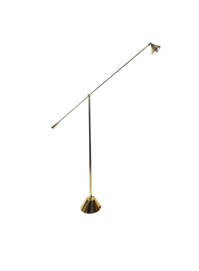 Floor lamp, golden metal, Poland, 1980s. - DIMENSION