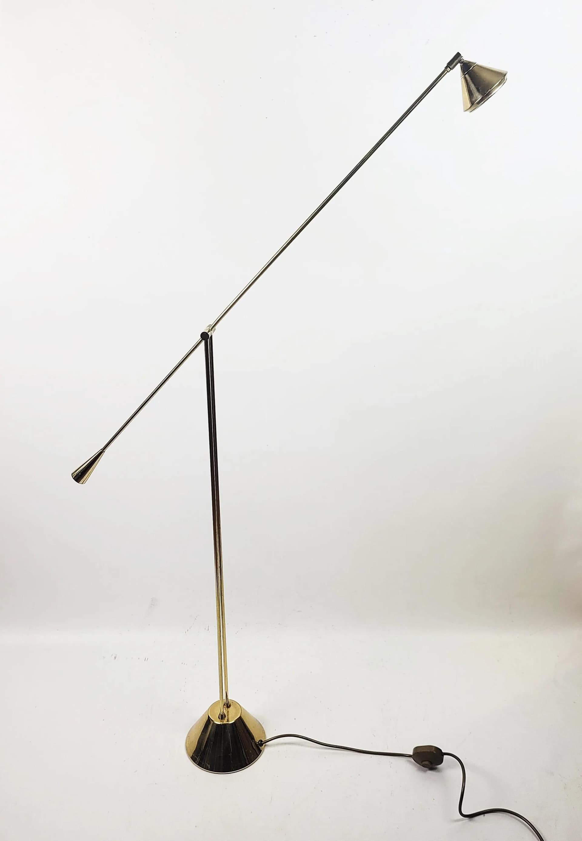 Floor lamp, golden metal, Poland, 1980s. - 83779