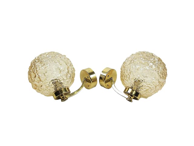 Pair of wall sconces, golden glass, 1970s. - DIMENSION
