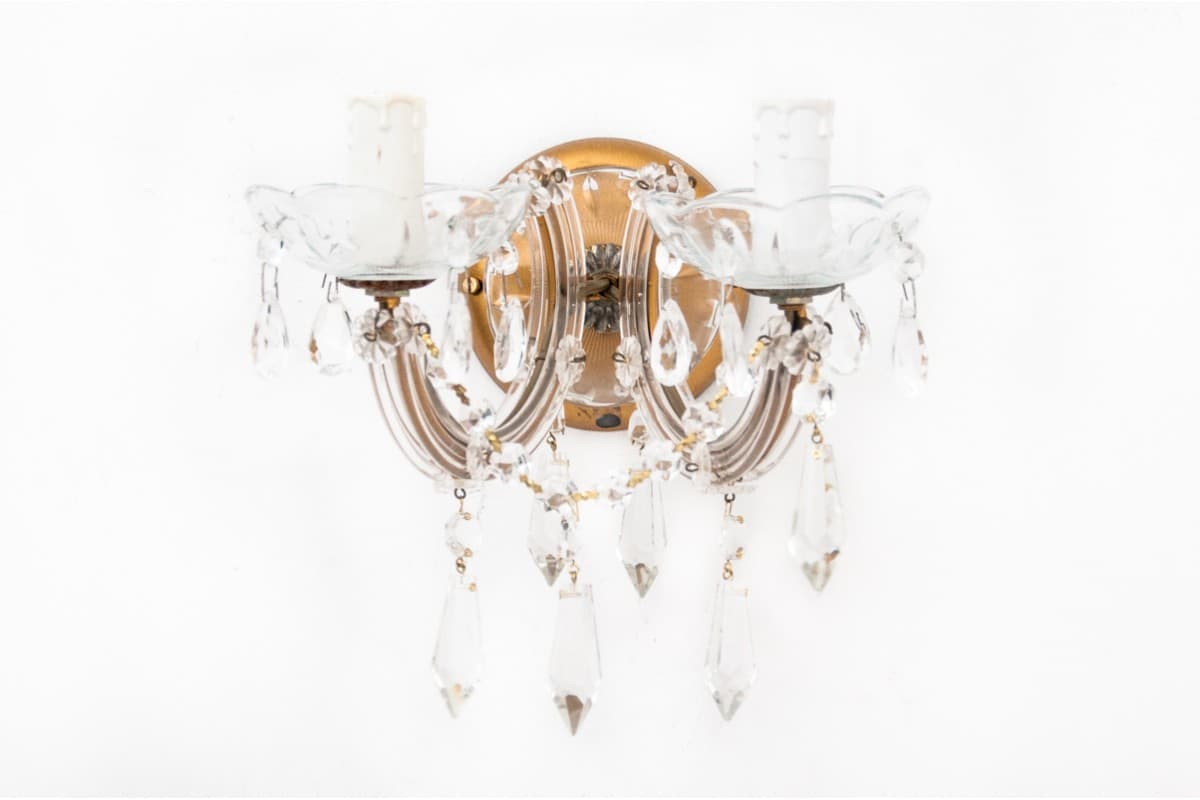 Golden Crystal Wall Sconces, France, 1960s - 57752