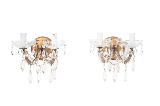 Golden Crystal Wall Sconces, France, 1960s - DIMENSION