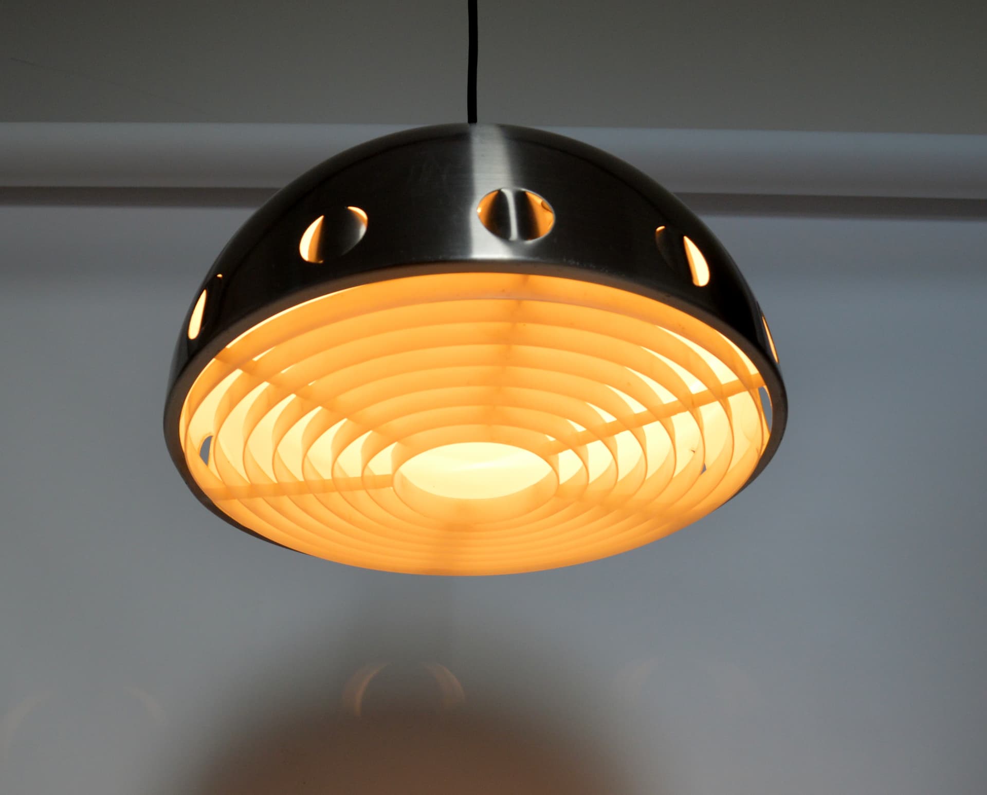 Lampa wisząca Space Age, srebrny, metal, lata 70. - 83704