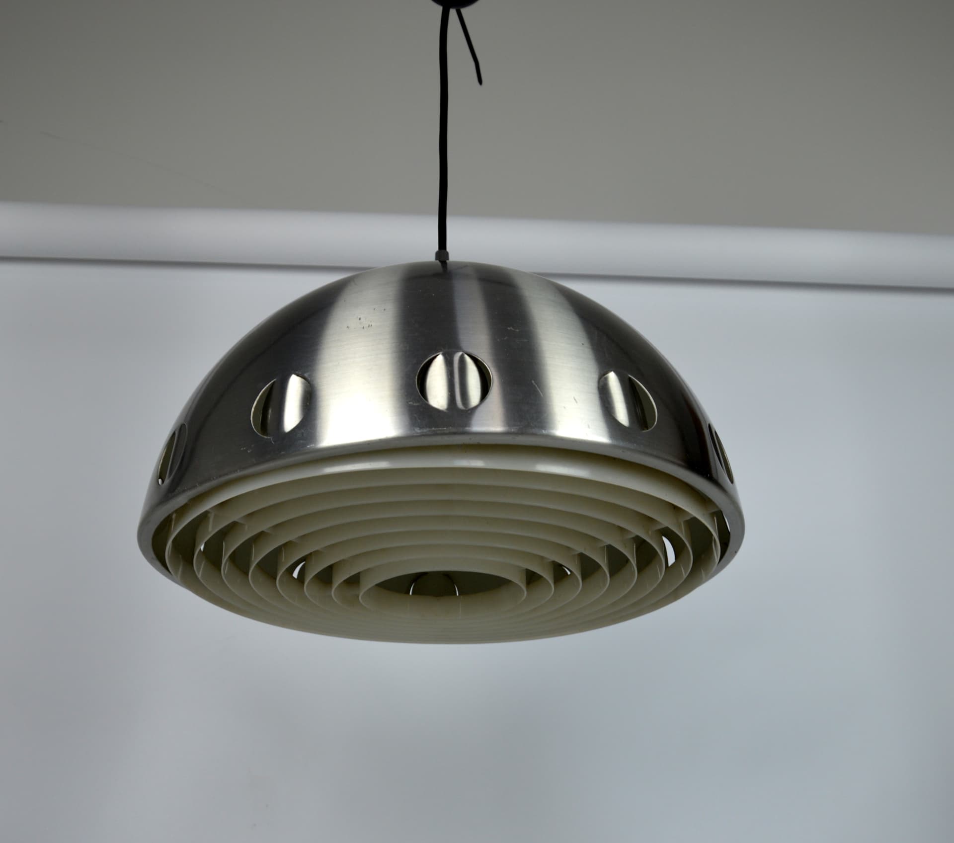 Lampa wisząca Space Age, srebrny, metal, lata 70. - 83708