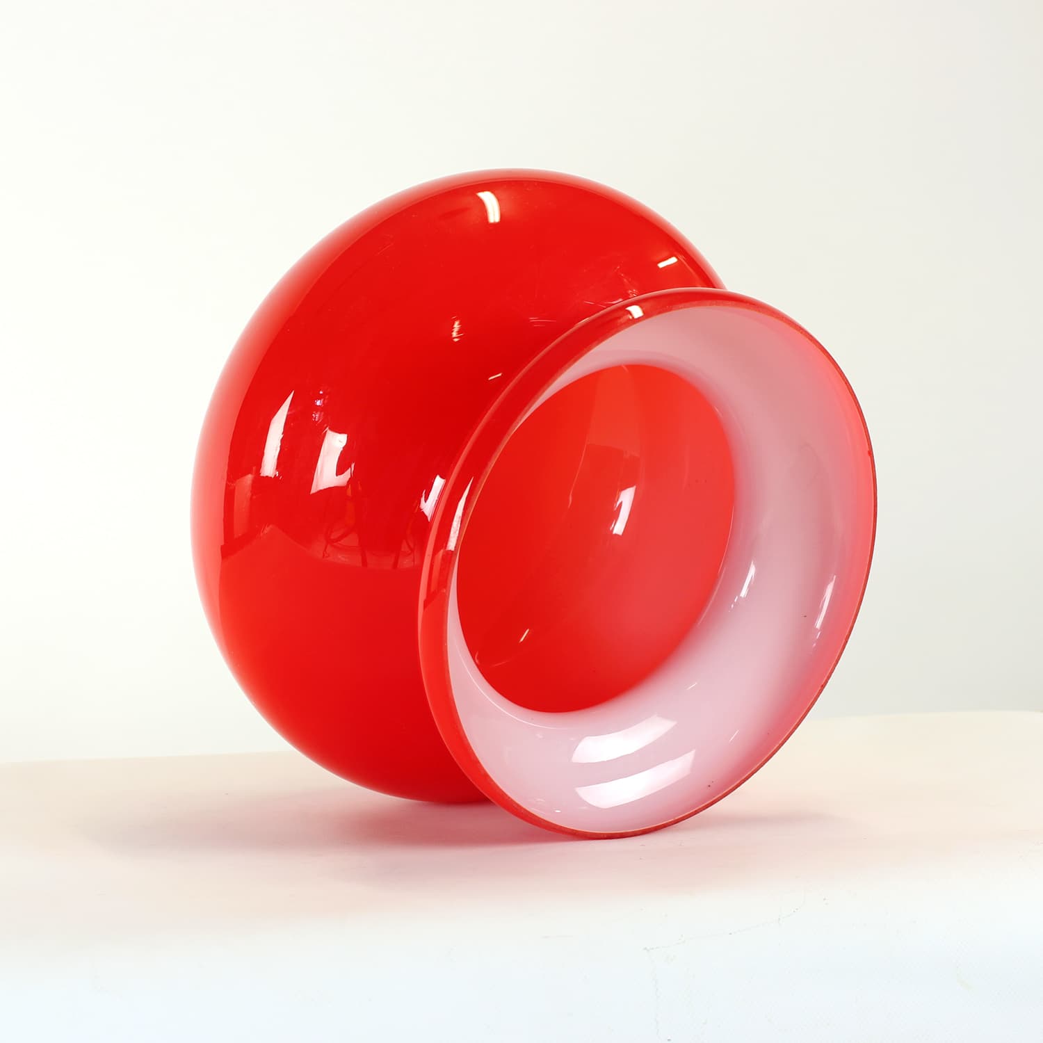 Ceiling light shade, red glass, OPP Jihlava, Czechoslovakia, 1960s - 89393