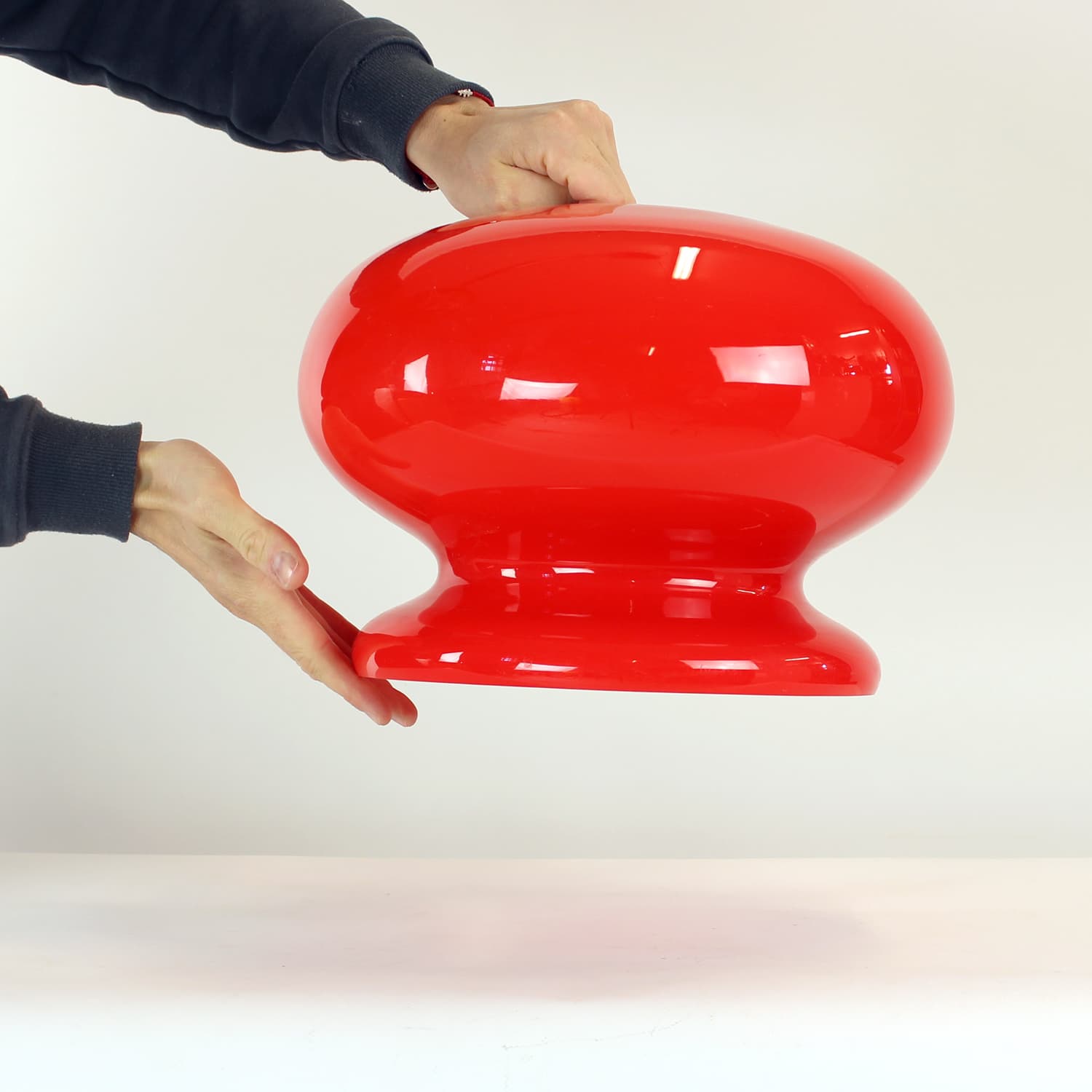 Ceiling light shade, red glass, OPP Jihlava, Czechoslovakia, 1960s - 89395