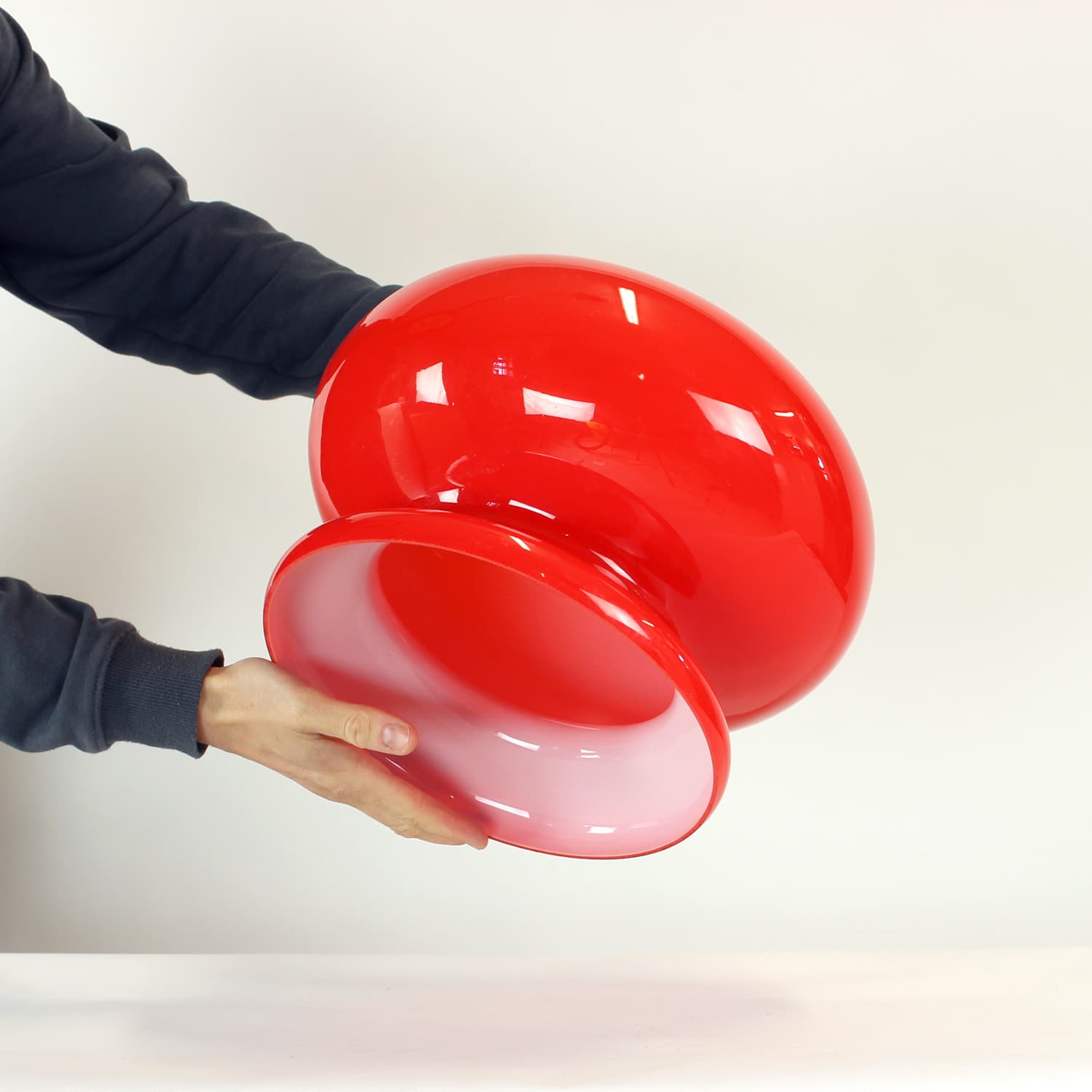 Ceiling light shade, red glass, OPP Jihlava, Czechoslovakia, 1960s - 89394