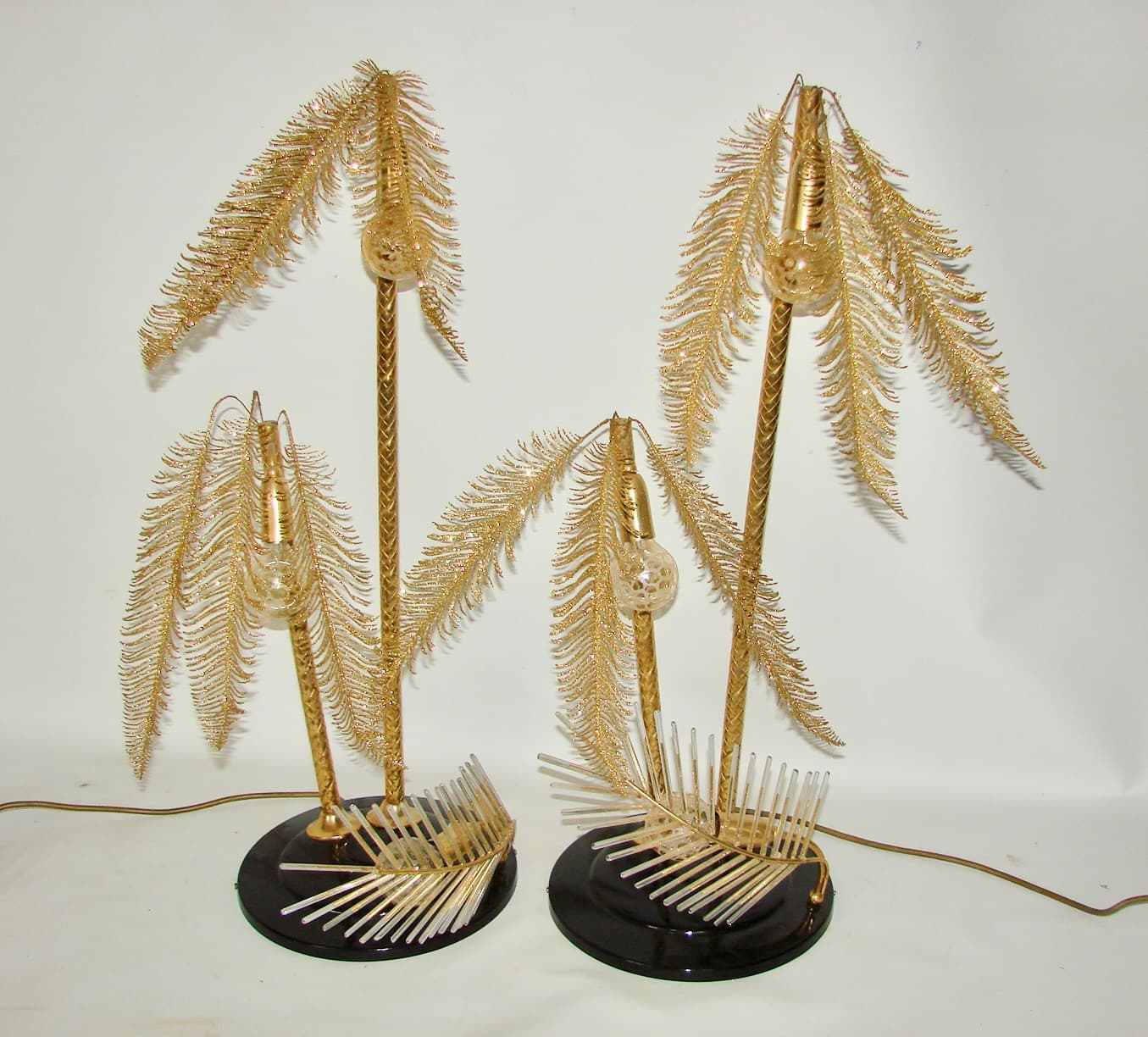 Pair of bedside lamps Hollywood Regency, gold, brass, 1970s. - 89615