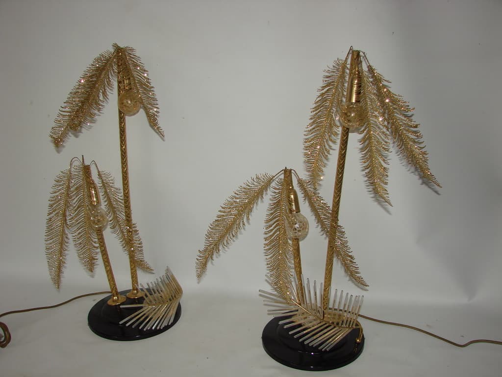 Pair of bedside lamps Hollywood Regency, gold, brass, 1970s. - 89614