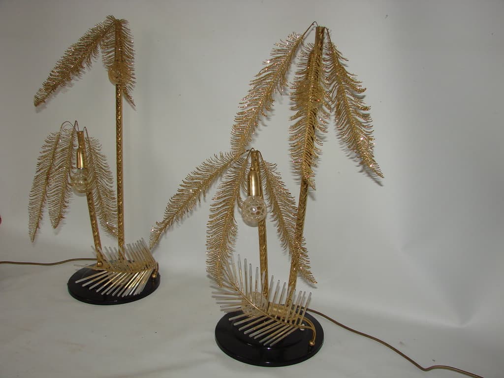 Pair of bedside lamps Hollywood Regency, gold, brass, 1970s. - 89616