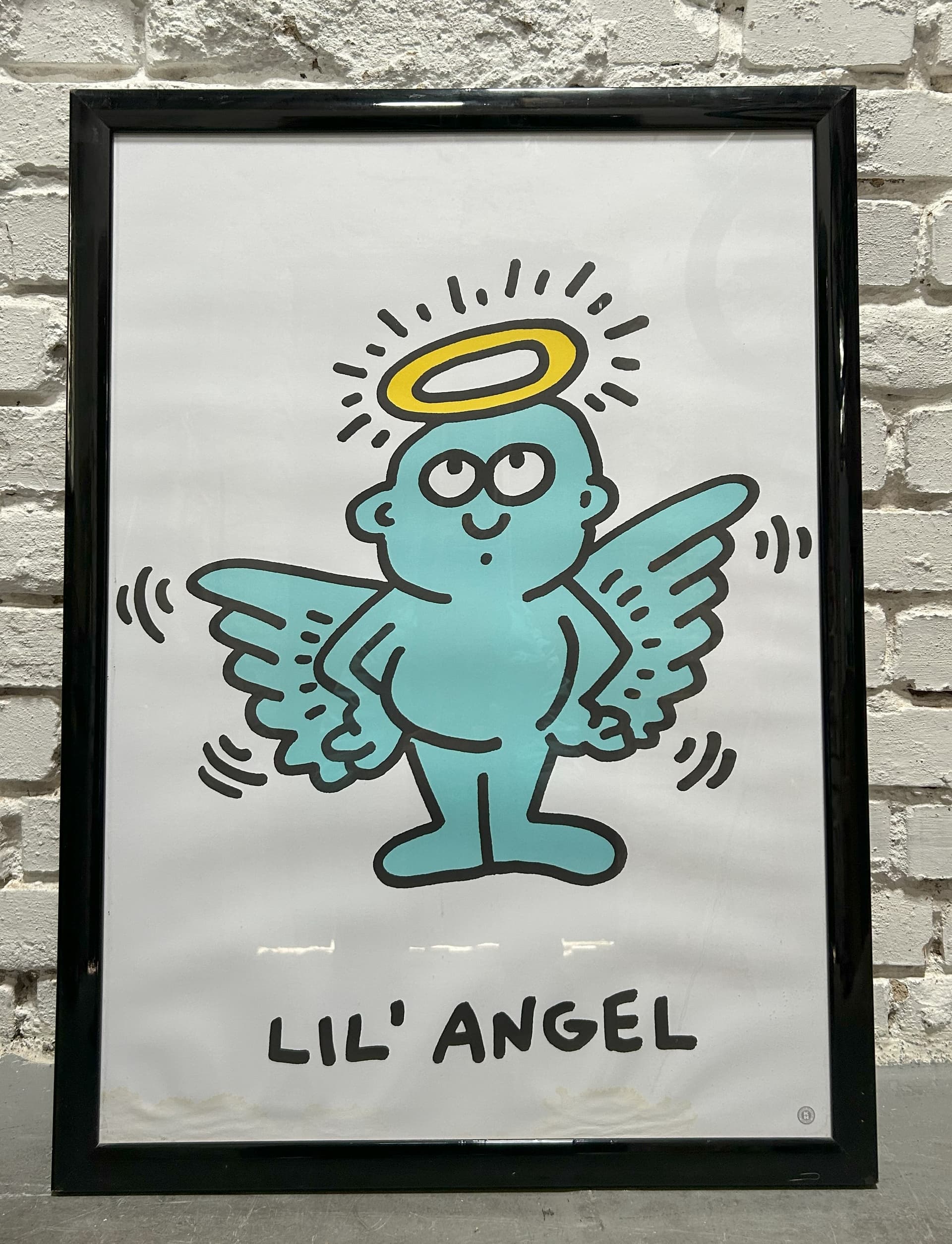 Poster Lil' Angel 75x55 cm, turquoise, paper, by K. Haring, 1980s - 89708