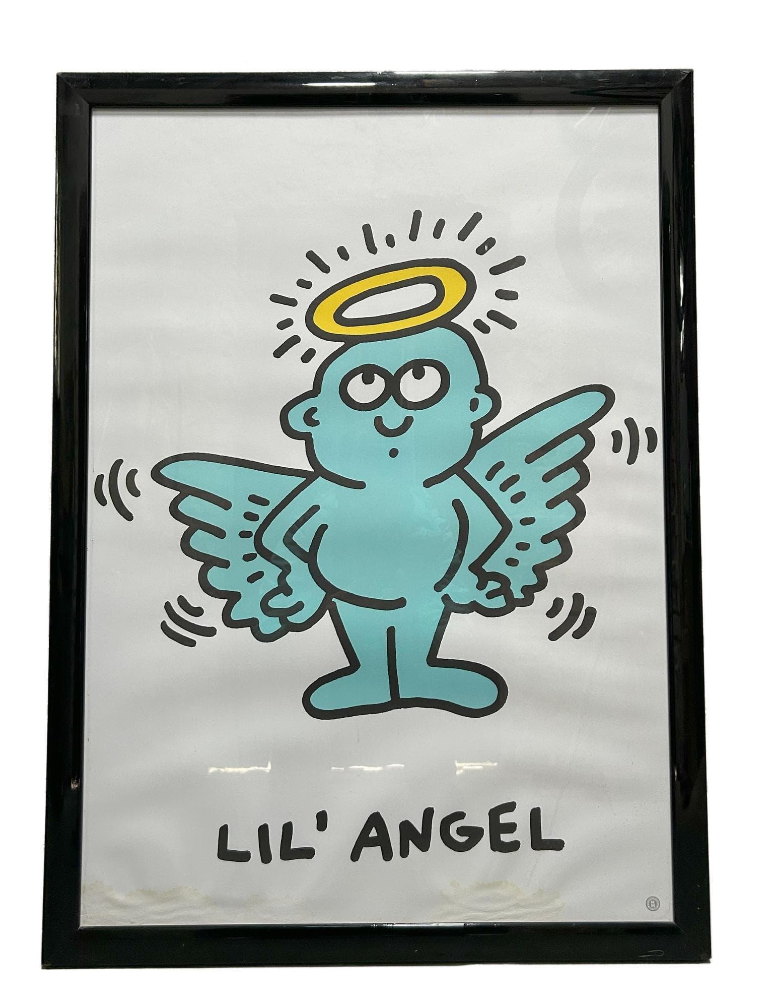 Poster Lil' Angel 75x55 cm, turquoise, paper, by K. Haring, 1980s