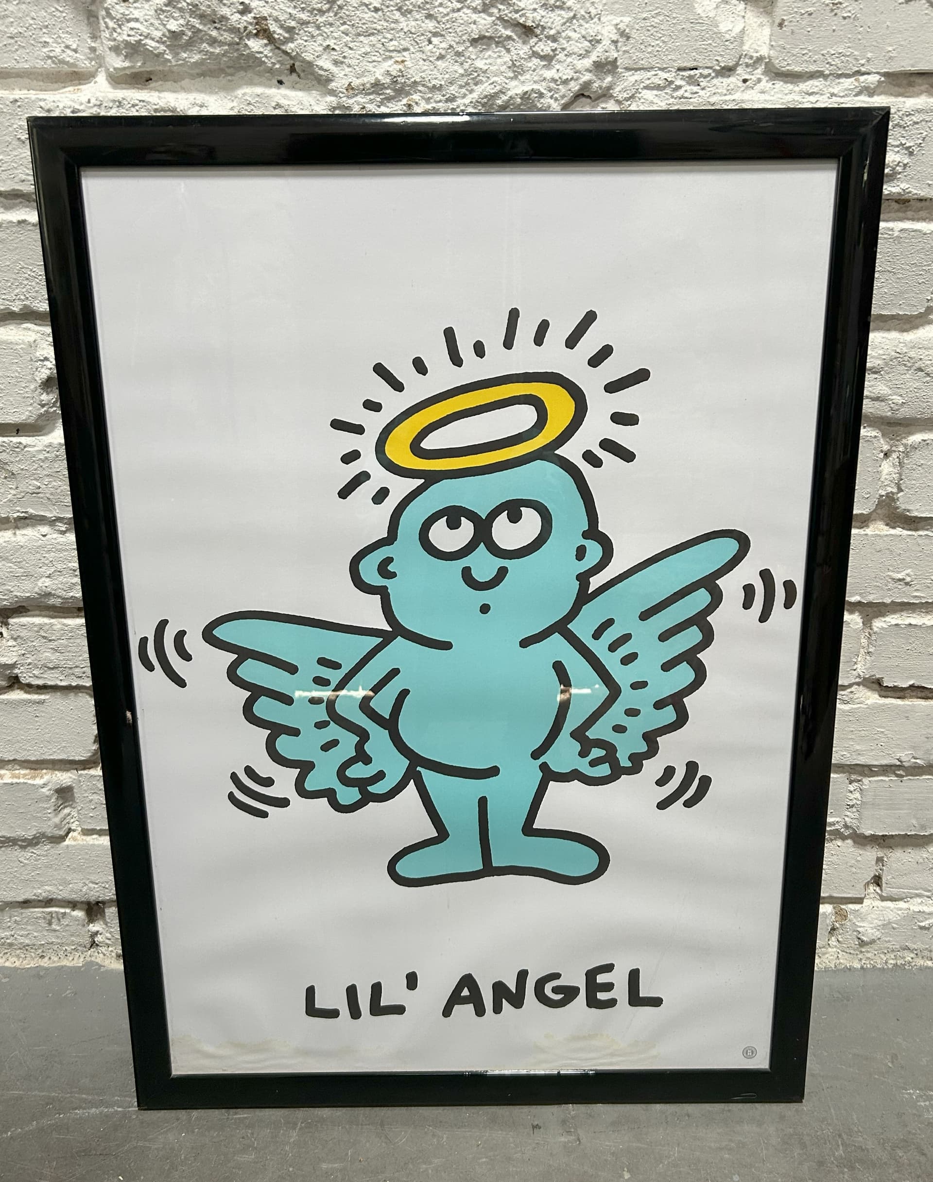 Poster Lil' Angel 75x55 cm, turquoise, paper, by K. Haring, 1980s - 89709
