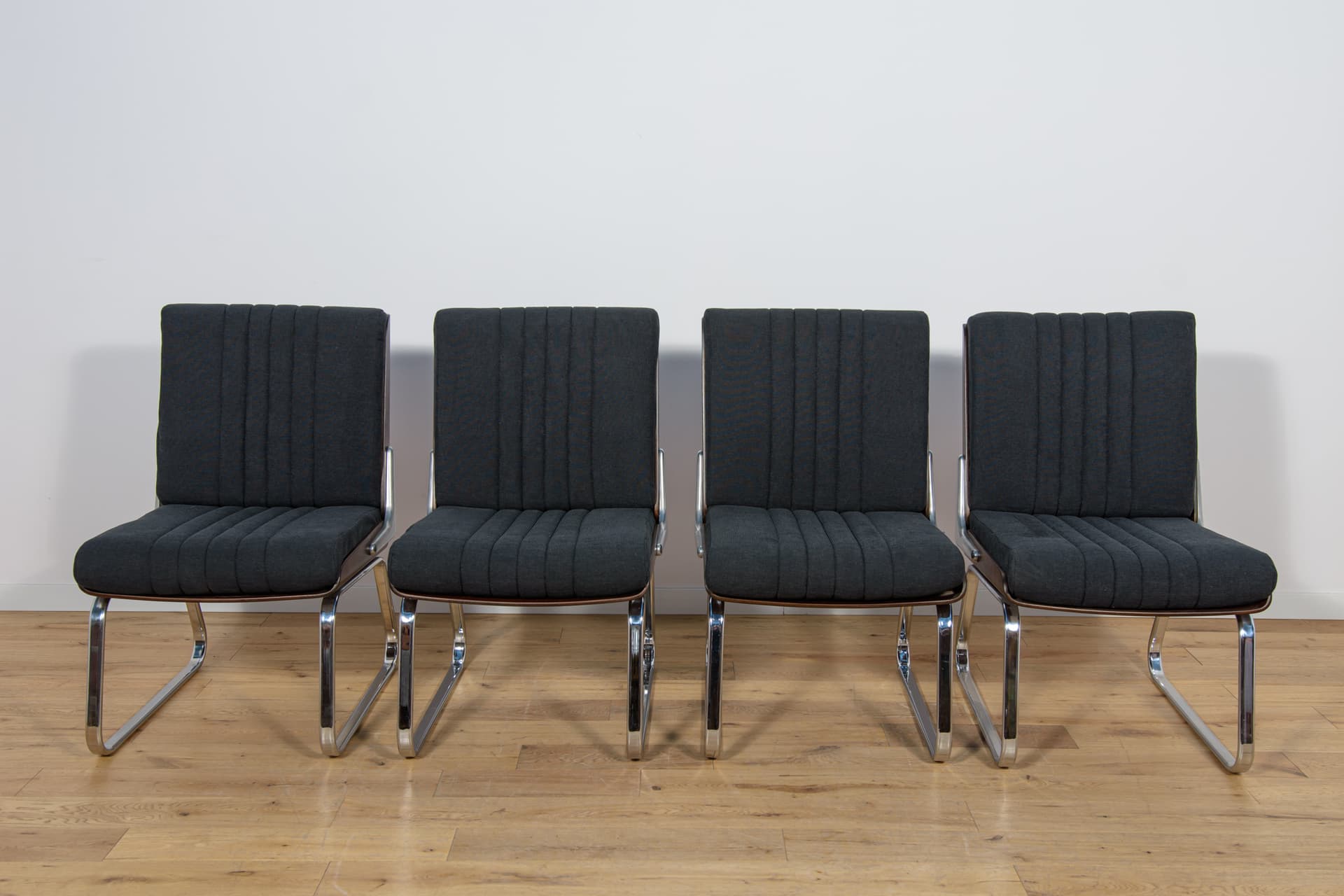 Komplet czterech foteli Chrom & Palisander, Gordon Russel, Wielka Brytania, lata 70. - 89880