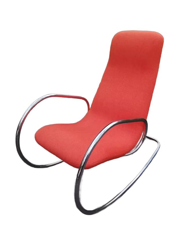 Fotel bujany S 826, pomarańczowy, stal chromowana, proj. U. Böhme, Thonet, Niemcy, lata 70. - WYMIARY