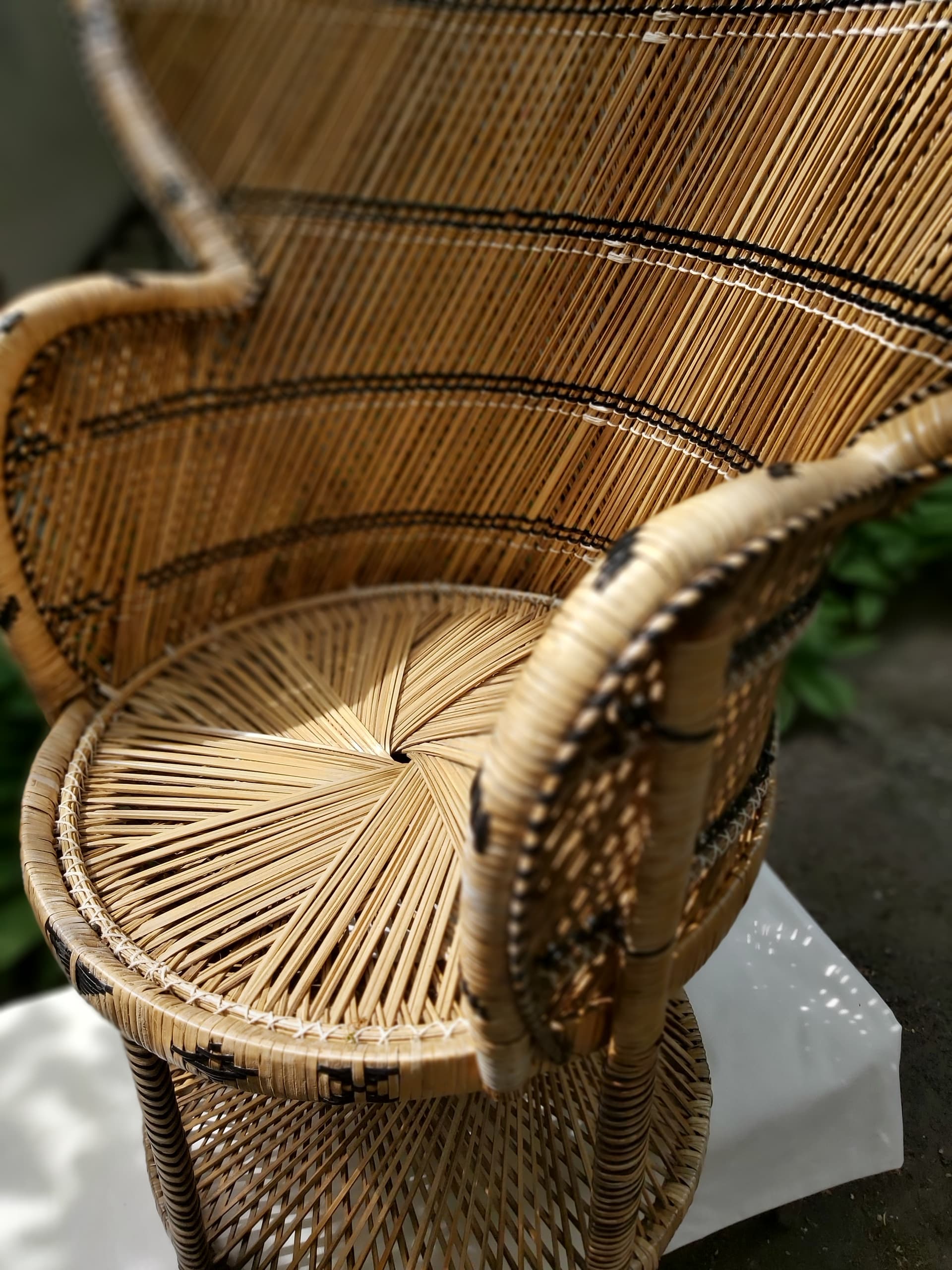 Fotel Emmanuelle, beżowy, rattan, Niemcy, lata 70. - 90091