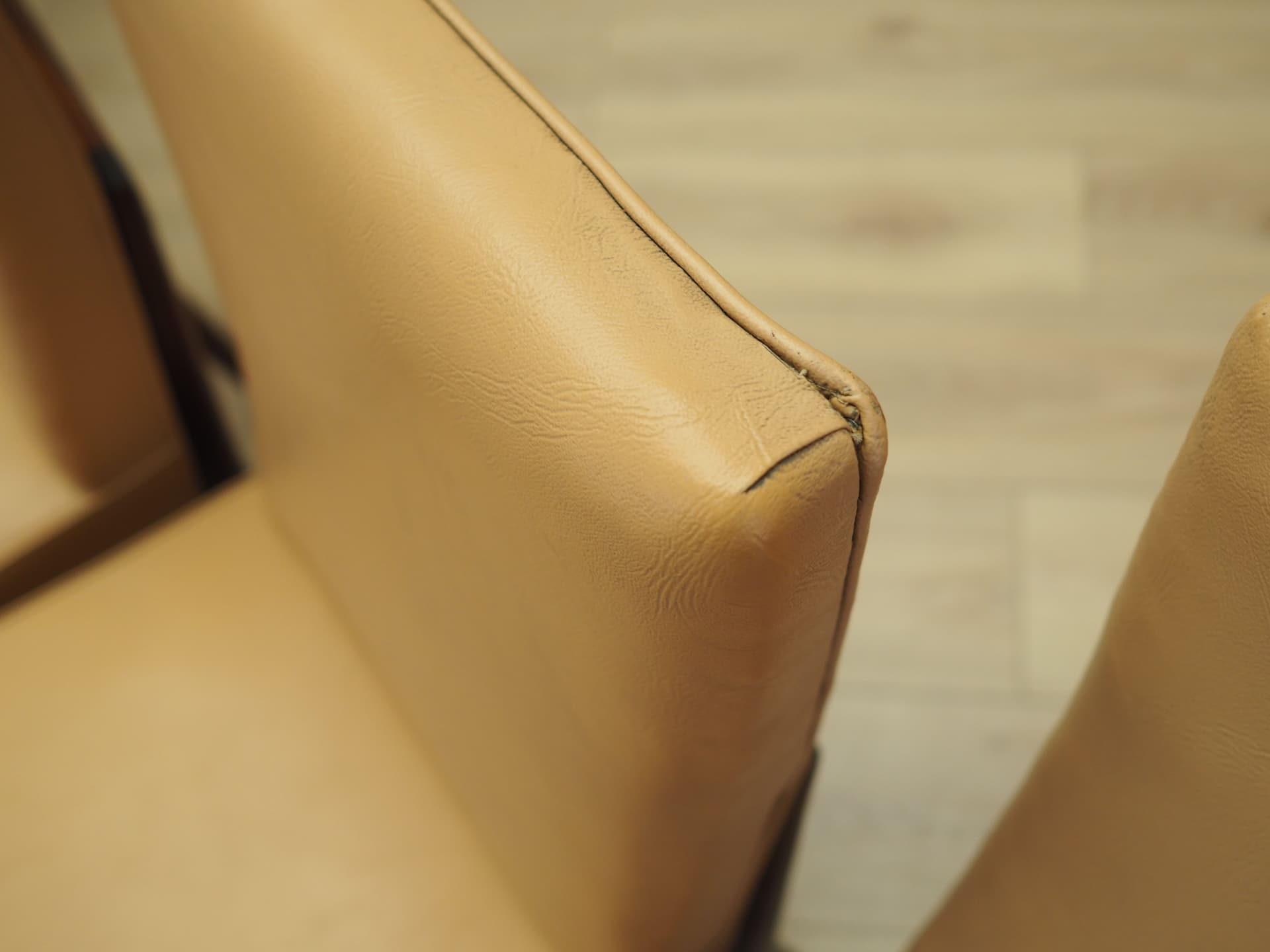 Set of six chairs, beige leatherette, mahogany, Italy, 1960s. - 90275