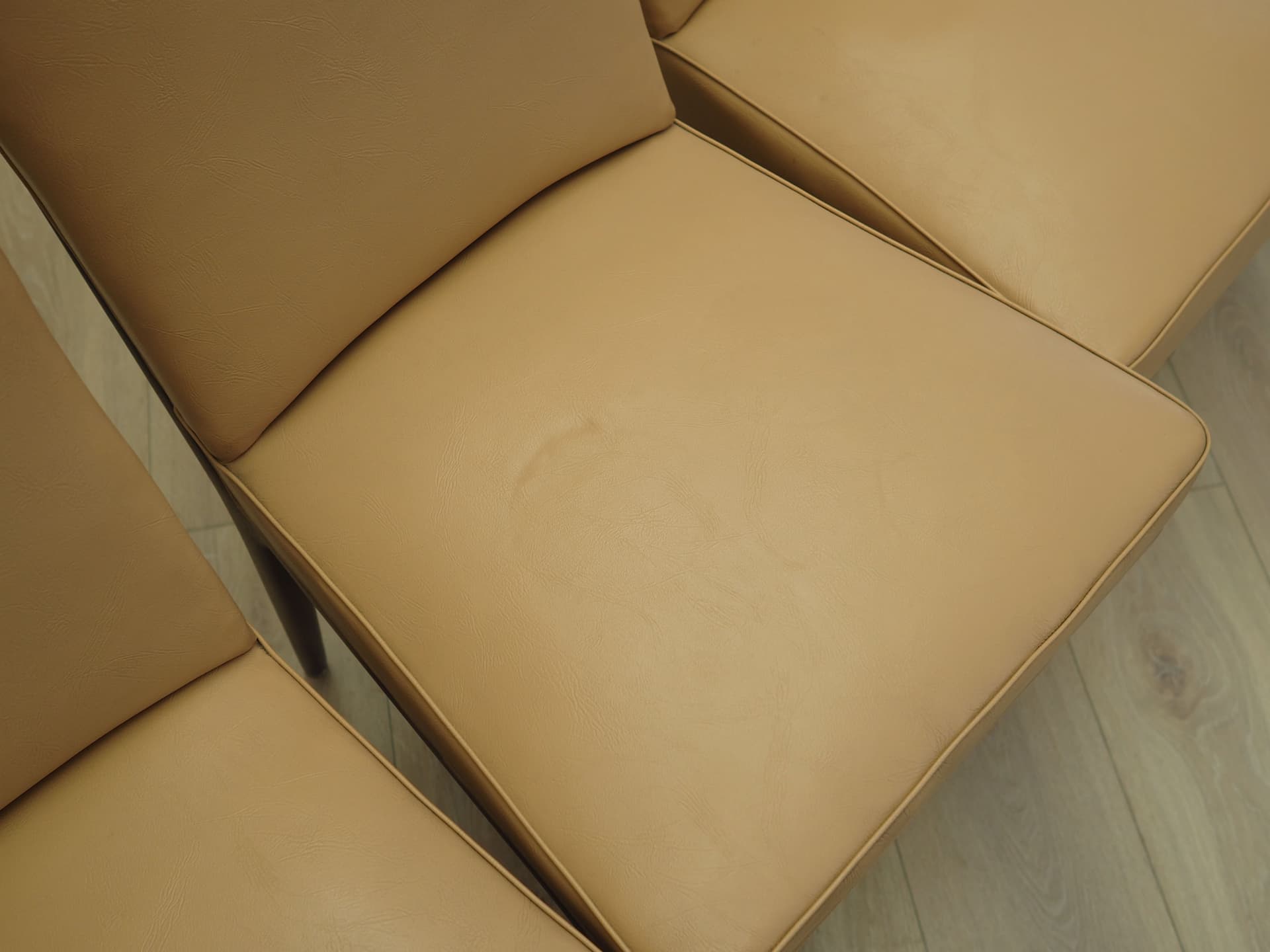 Set of six chairs, beige leatherette, mahogany, Italy, 1960s. - 90277