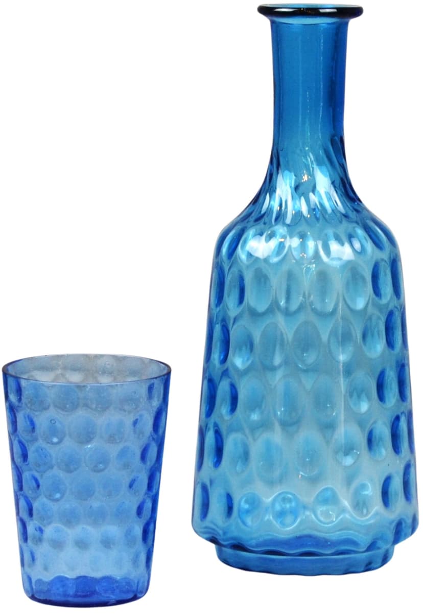 Karafka i szklanka, Secesja, szkło niebieskie, Czechy, lata 20.