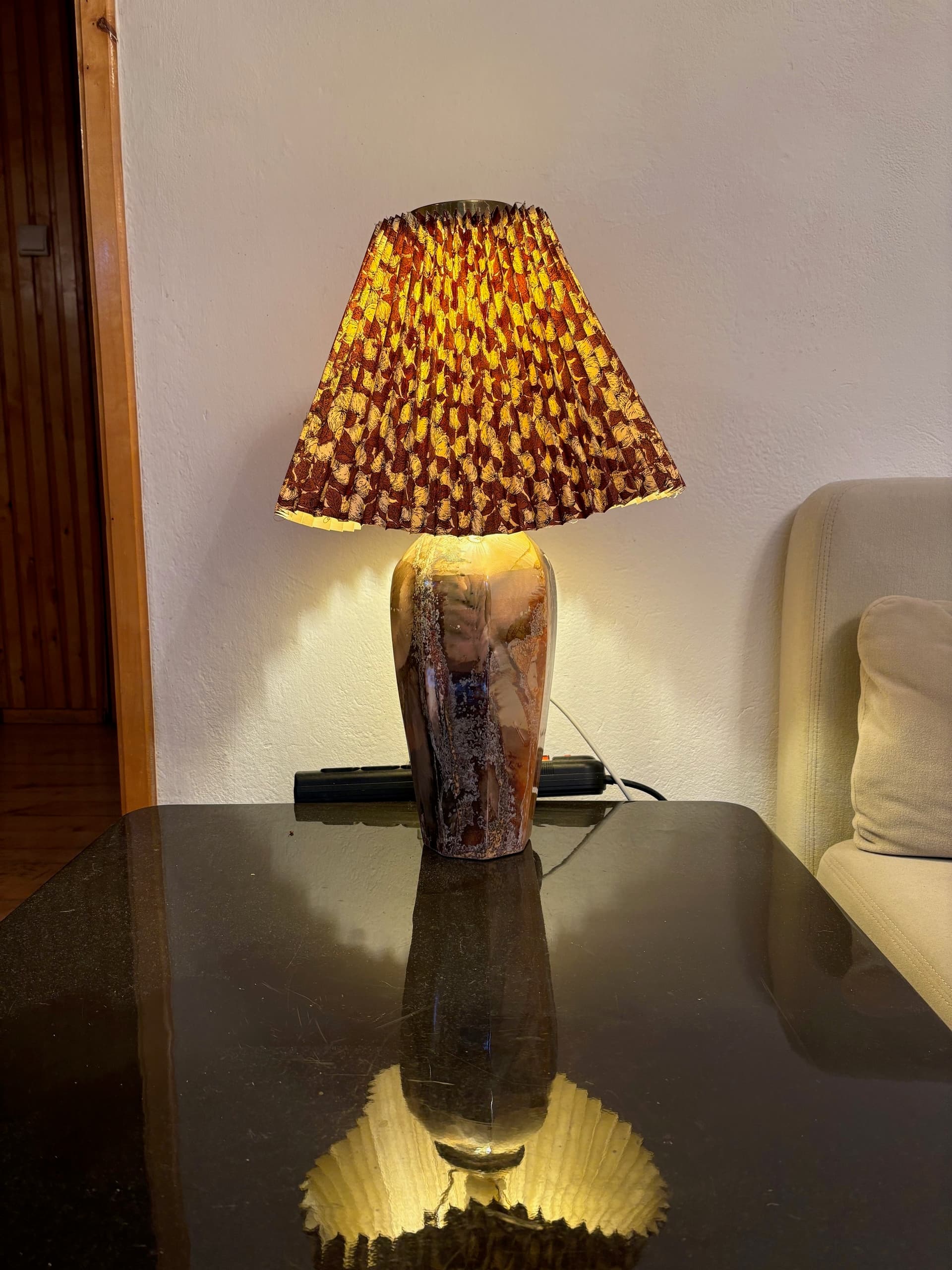 Lampa stołowa Art Deco, ceramika brązowa, Finlandia, lata 20. - 90411