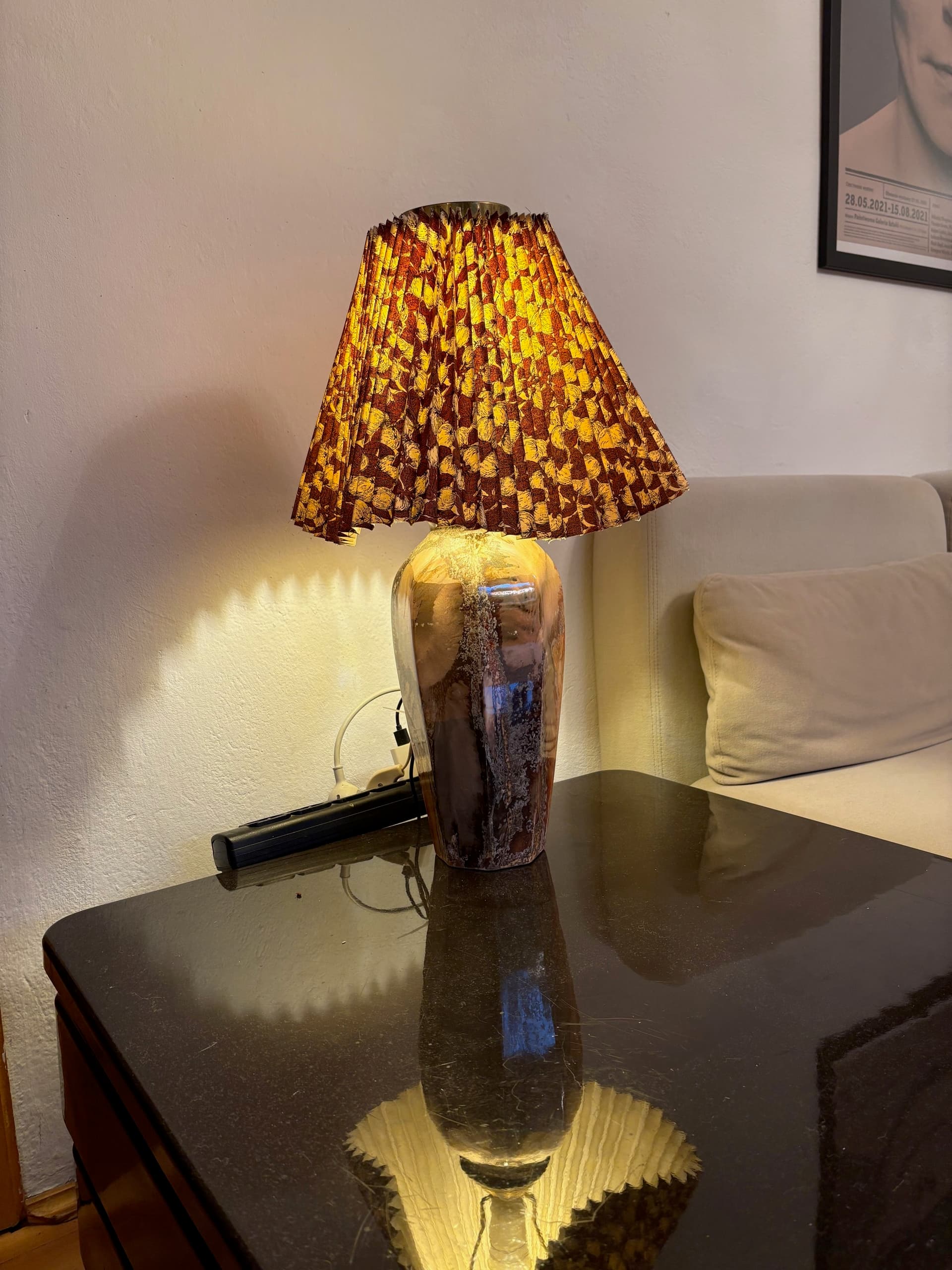 Lampa stołowa Art Deco, ceramika brązowa, Finlandia, lata 20. - 90415